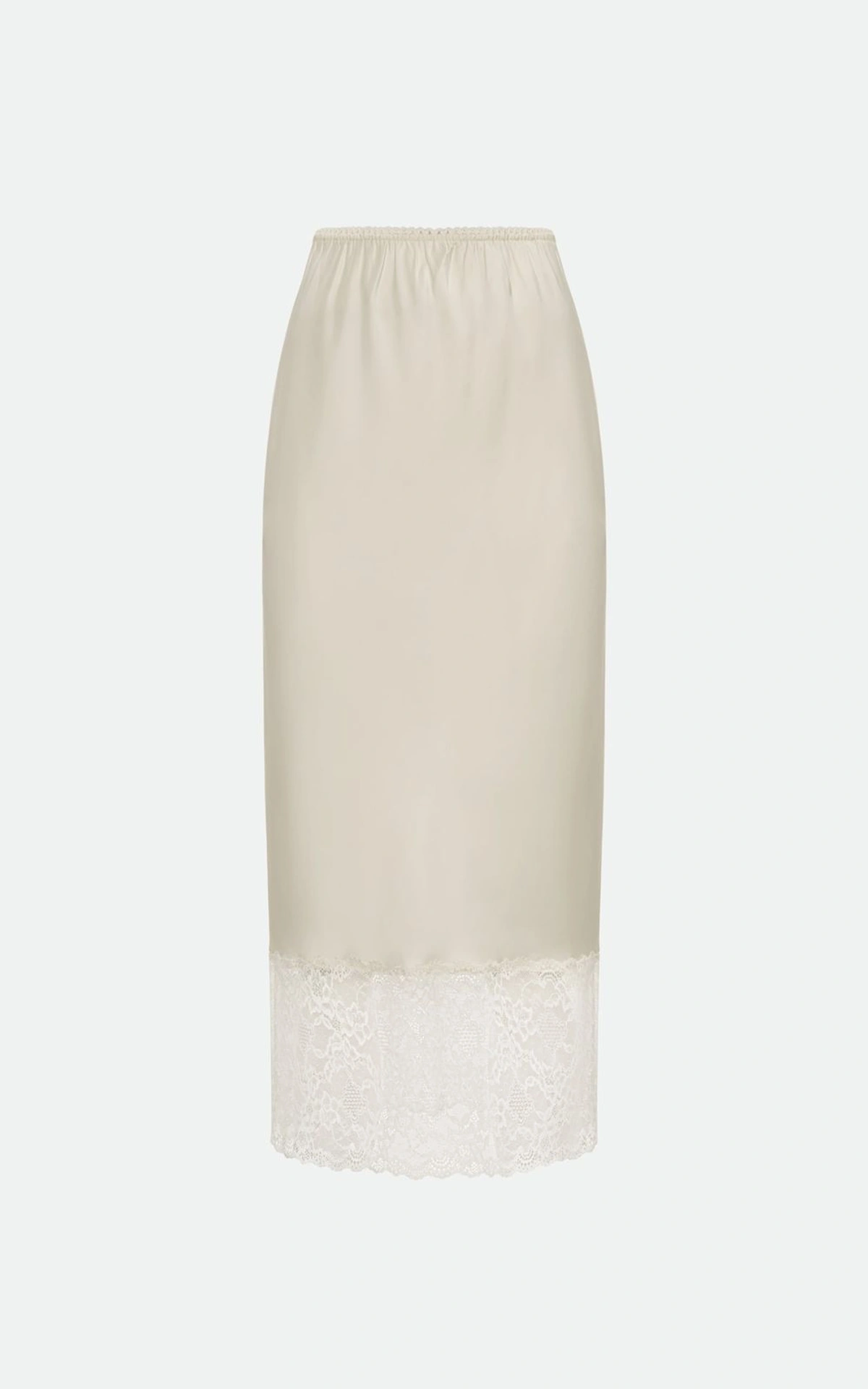 Satin Midi Skirt with Lace