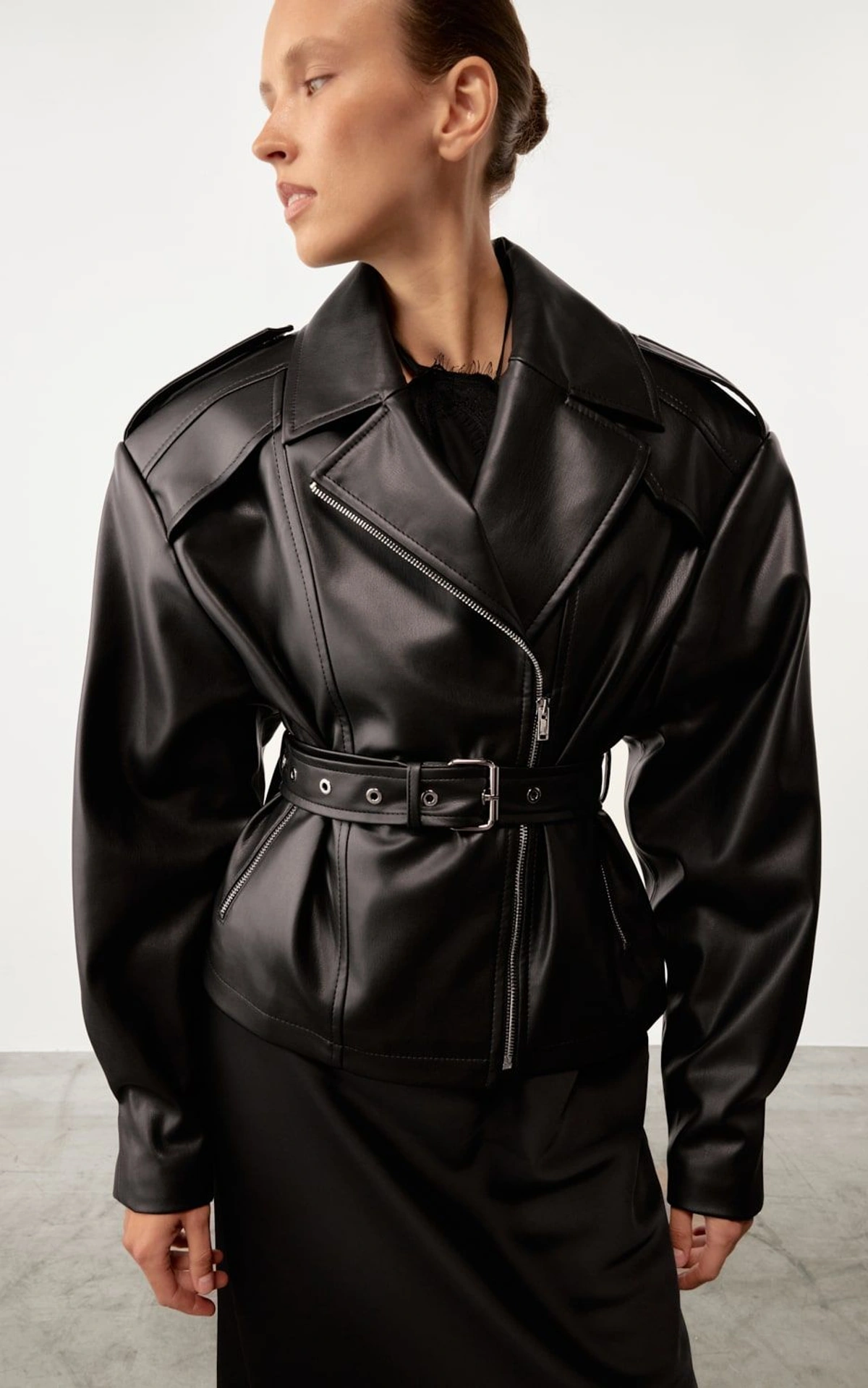 CAIRE Faux Leather Biker Jacket