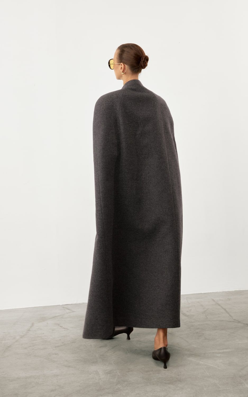 SOLANA Wool Cape Coat - Graphite | COOSH