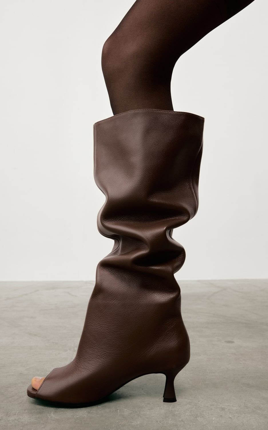 Leather SAFARI BOOTS with Open Toe - Chocolate | COOSH