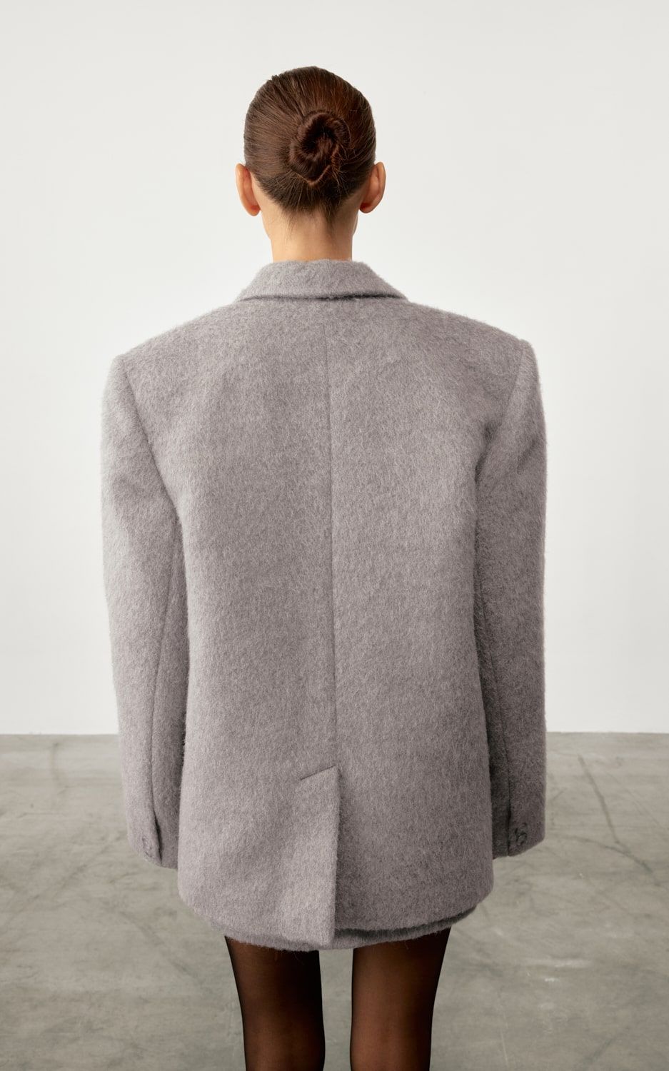 ALMA Jacket in Textured Wool Fabric - Grey | COOSH