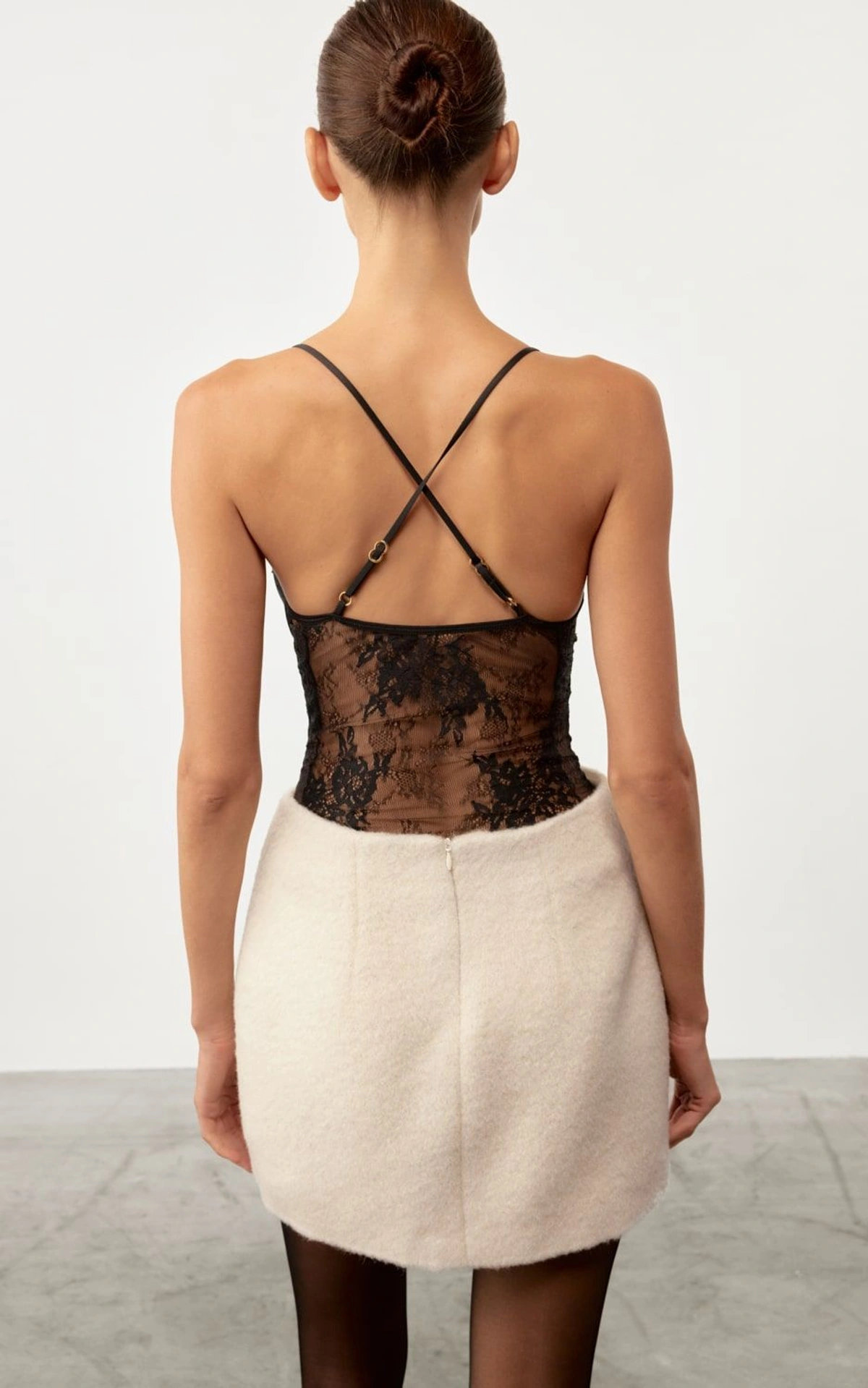 Mini Skirt in Textured Wool Fabric