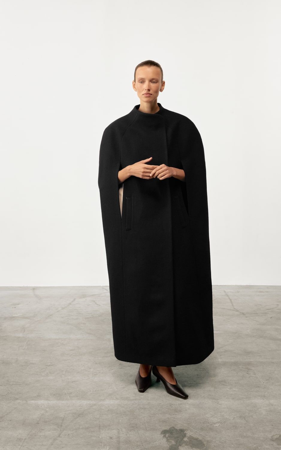 SOLANA Wool Cape Coat - Black | COOSH