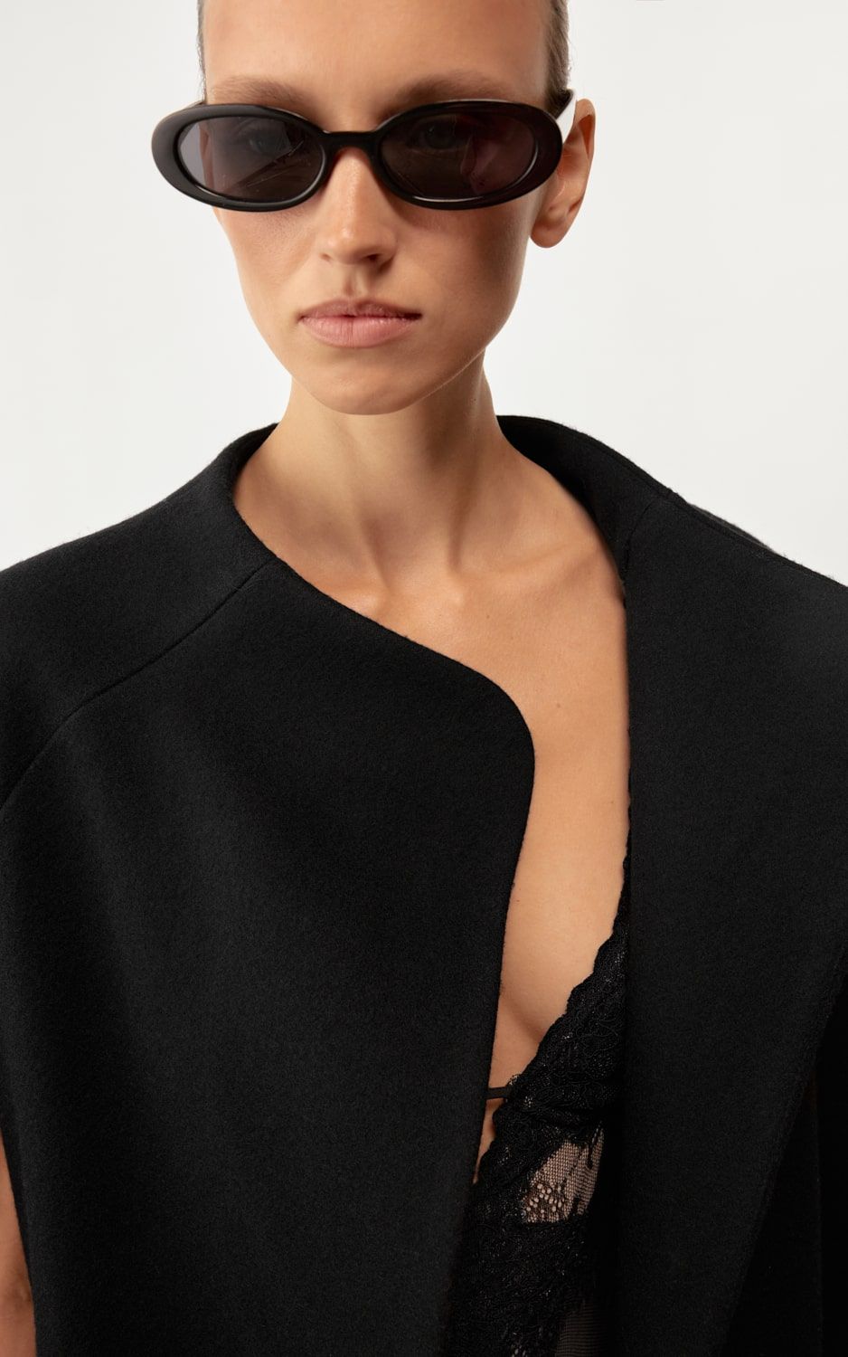 SOLANA Wool Cape Coat - Black | COOSH