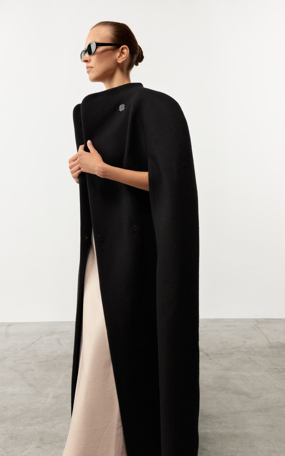 SOLANA Wool Cape Coat - Black | COOSH