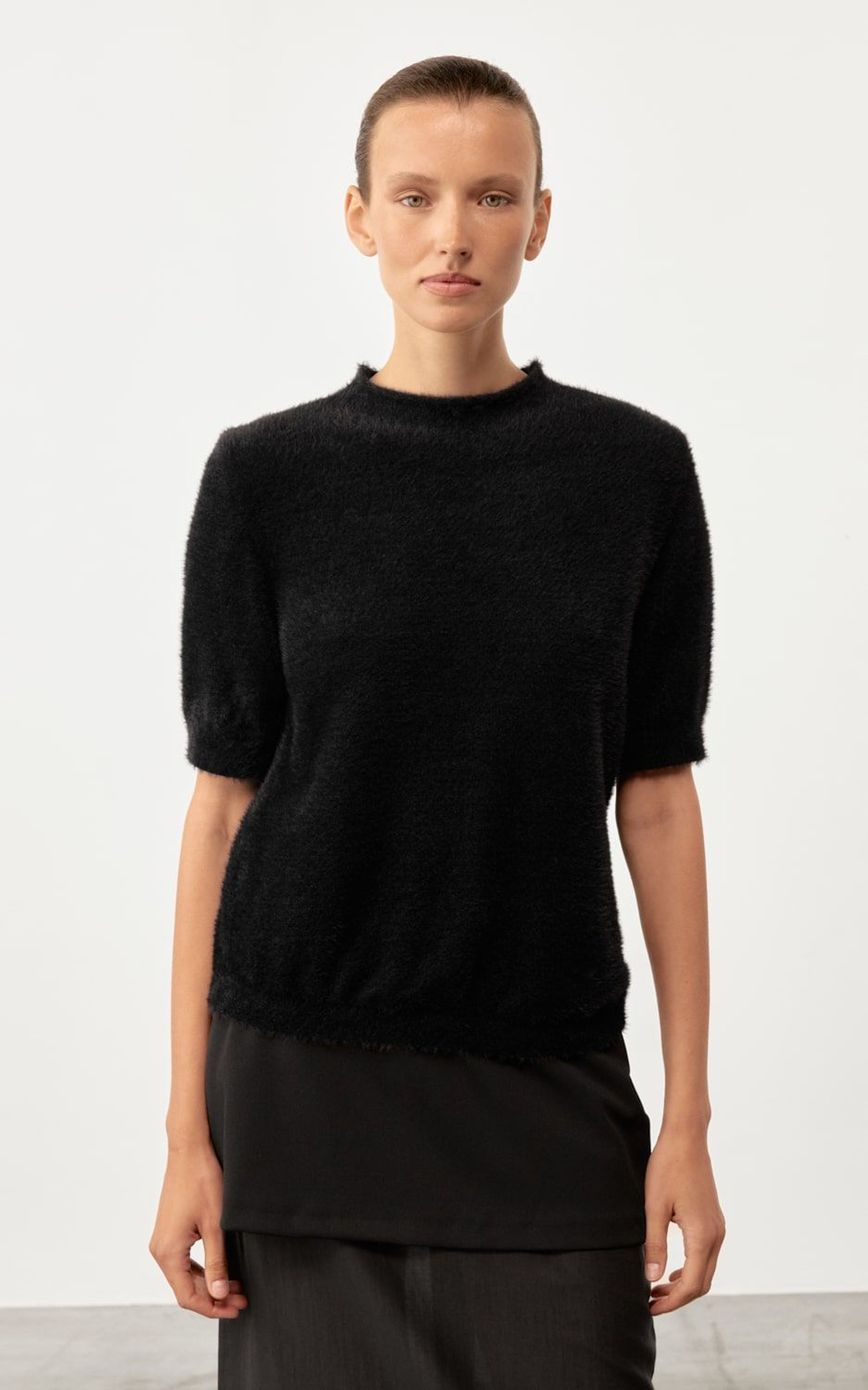 Textured Knit Short Sleeve Top