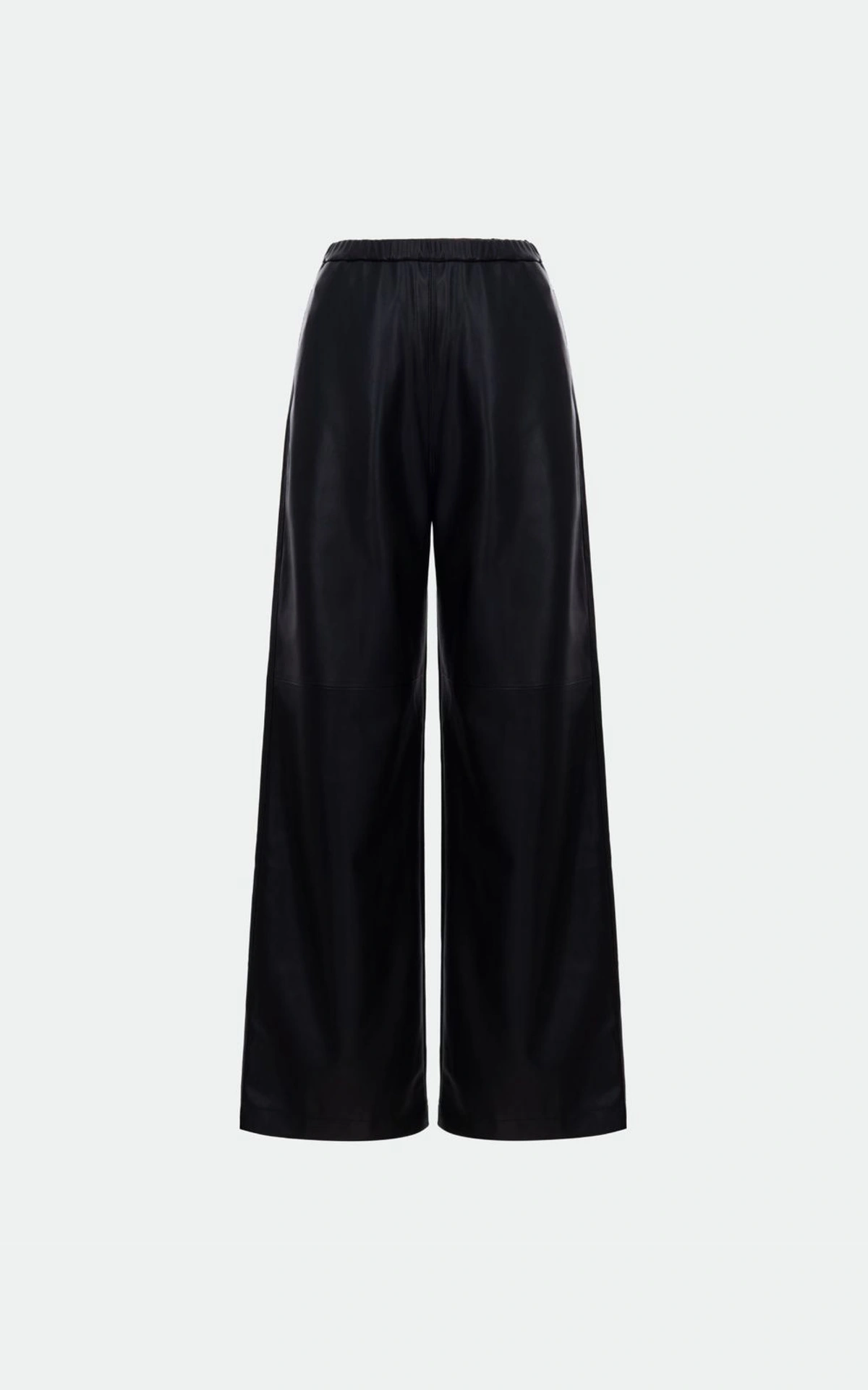 Relaxed-Fit Faux Leather Trousers with Elasticated Waist