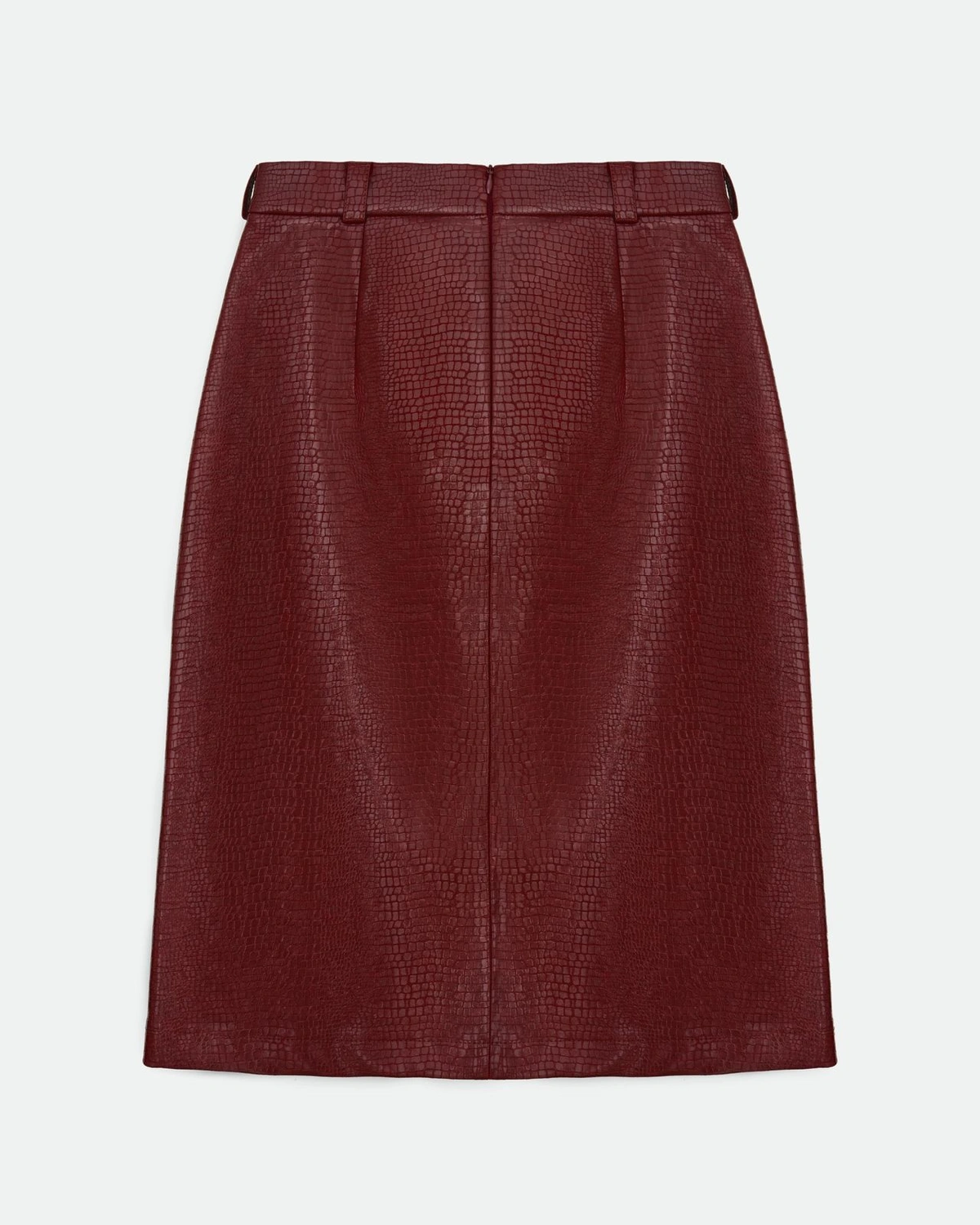 Slit Midi Skirt in Textured Faux Leather