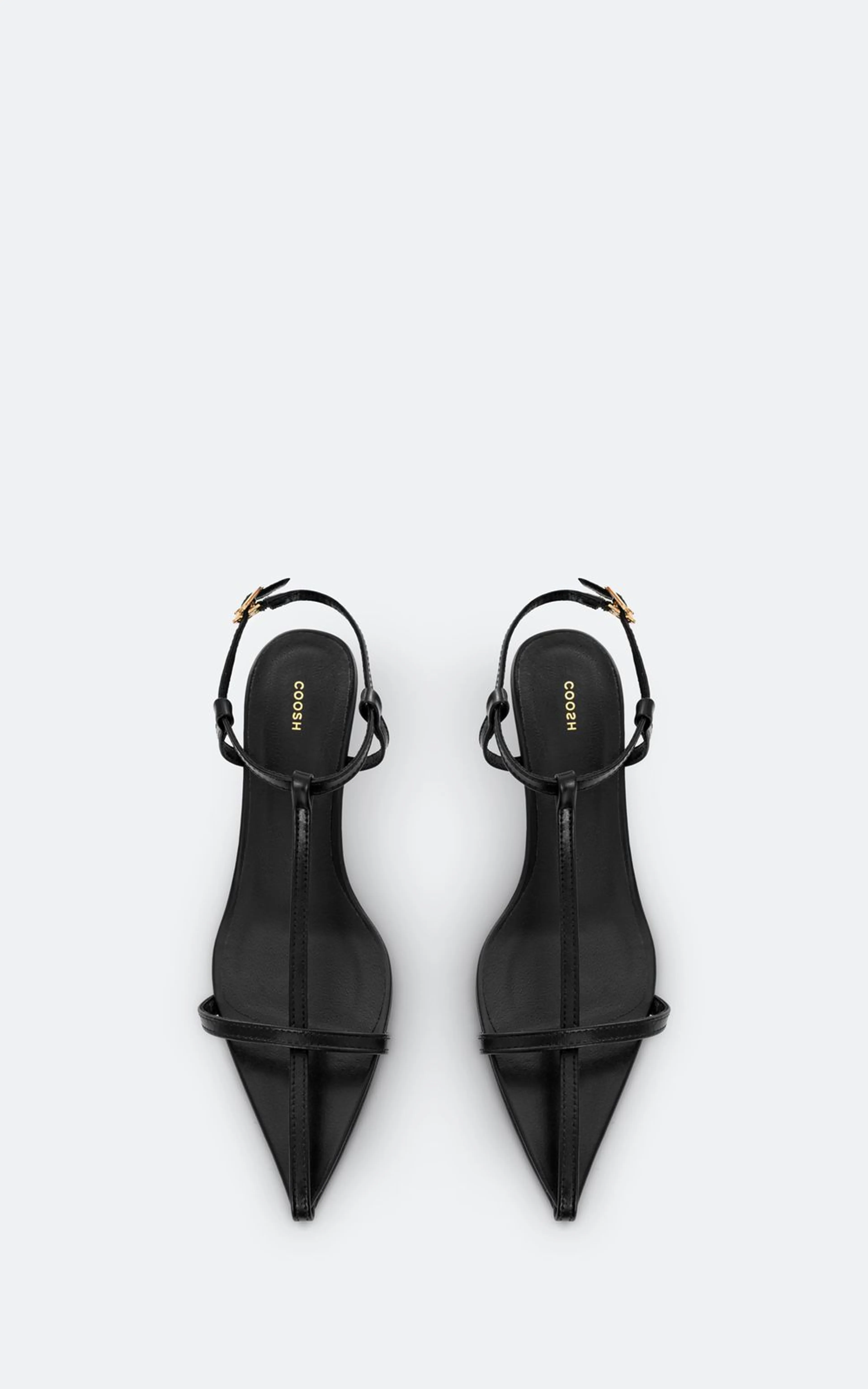 Leather T-Bar Sandals with Pointed Toe