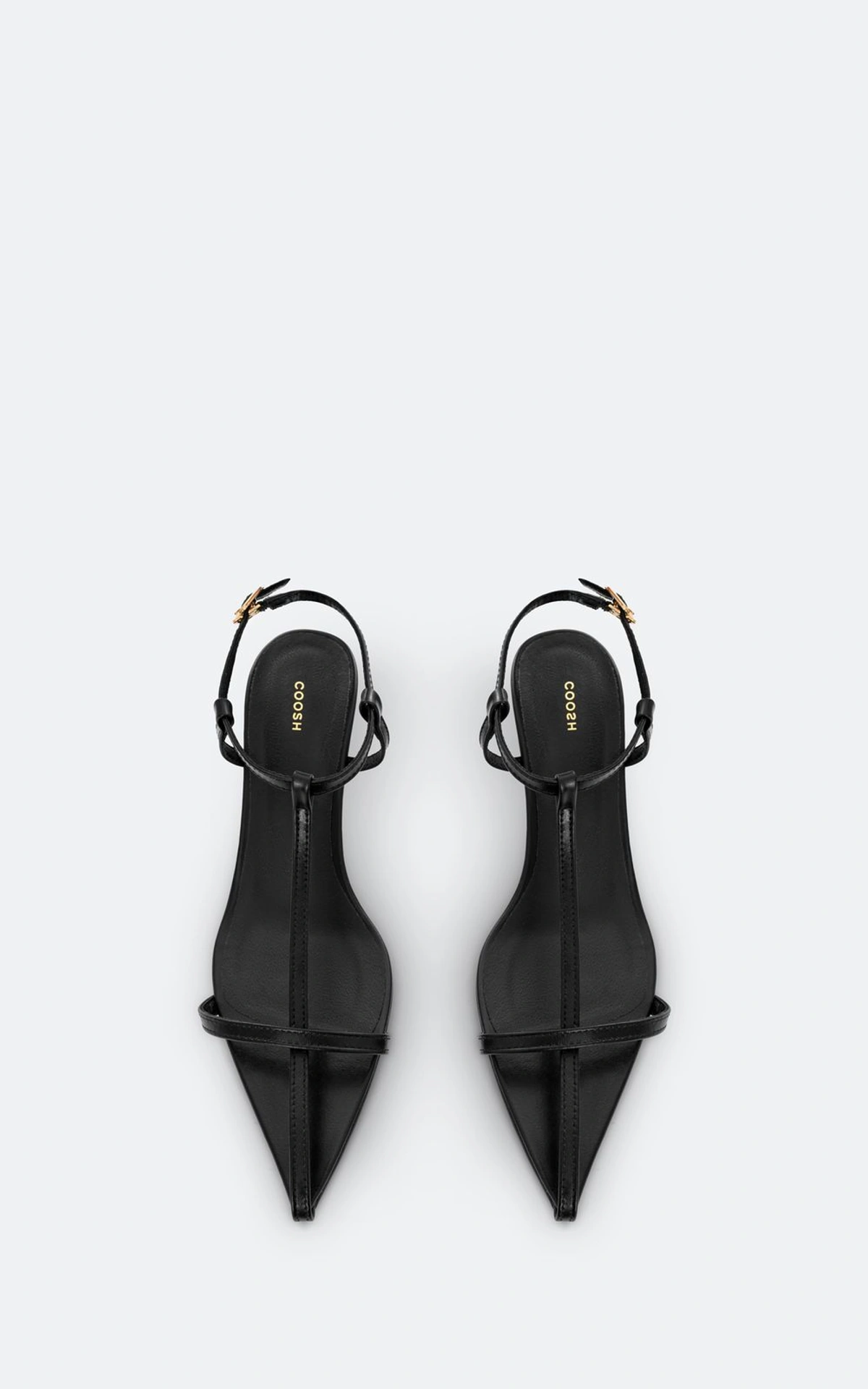 Leather T-Bar Sandals with Pointed Toe