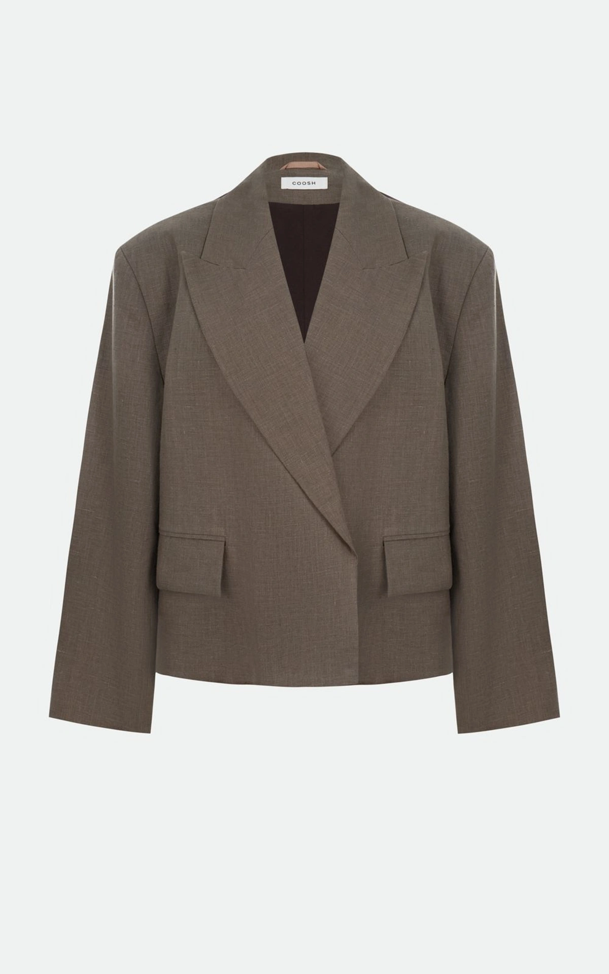 ARNE Straight-Cut Linen Blazer with Shoulder Pads
