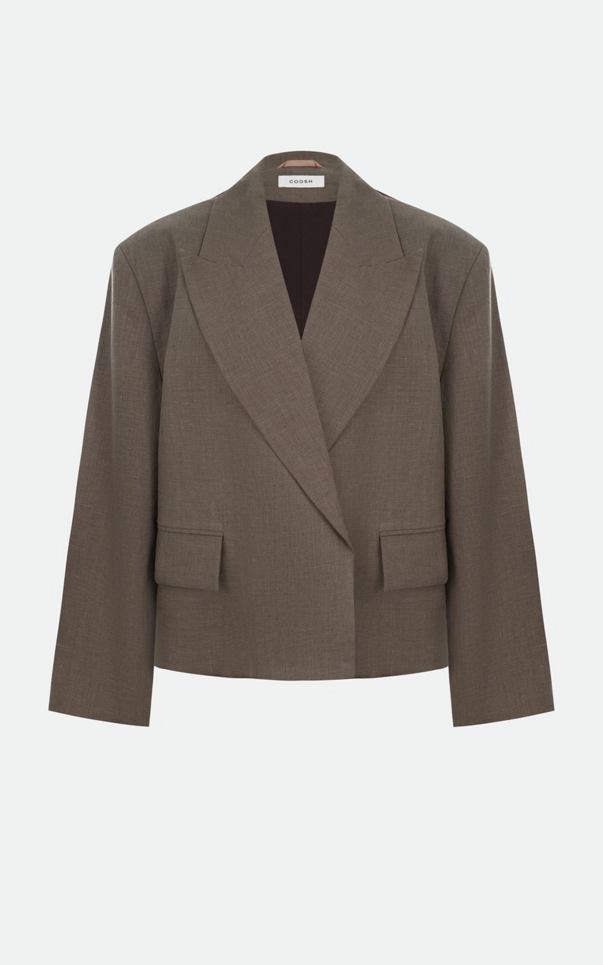 ARNE Straight-Cut Linen Blazer with Shoulder Pads