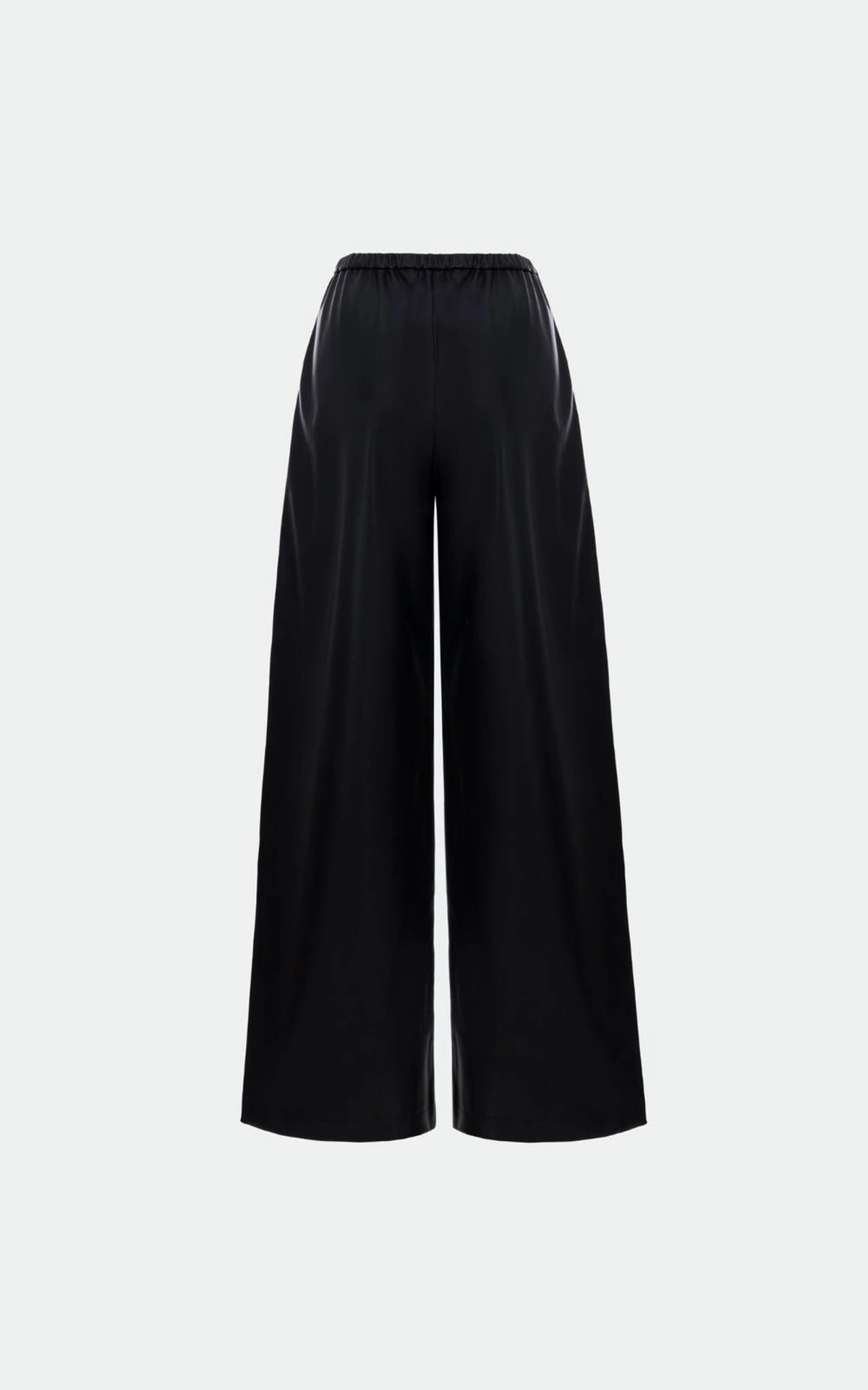 Relaxed-Fit Faux Leather Trousers with Elasticated Waist
