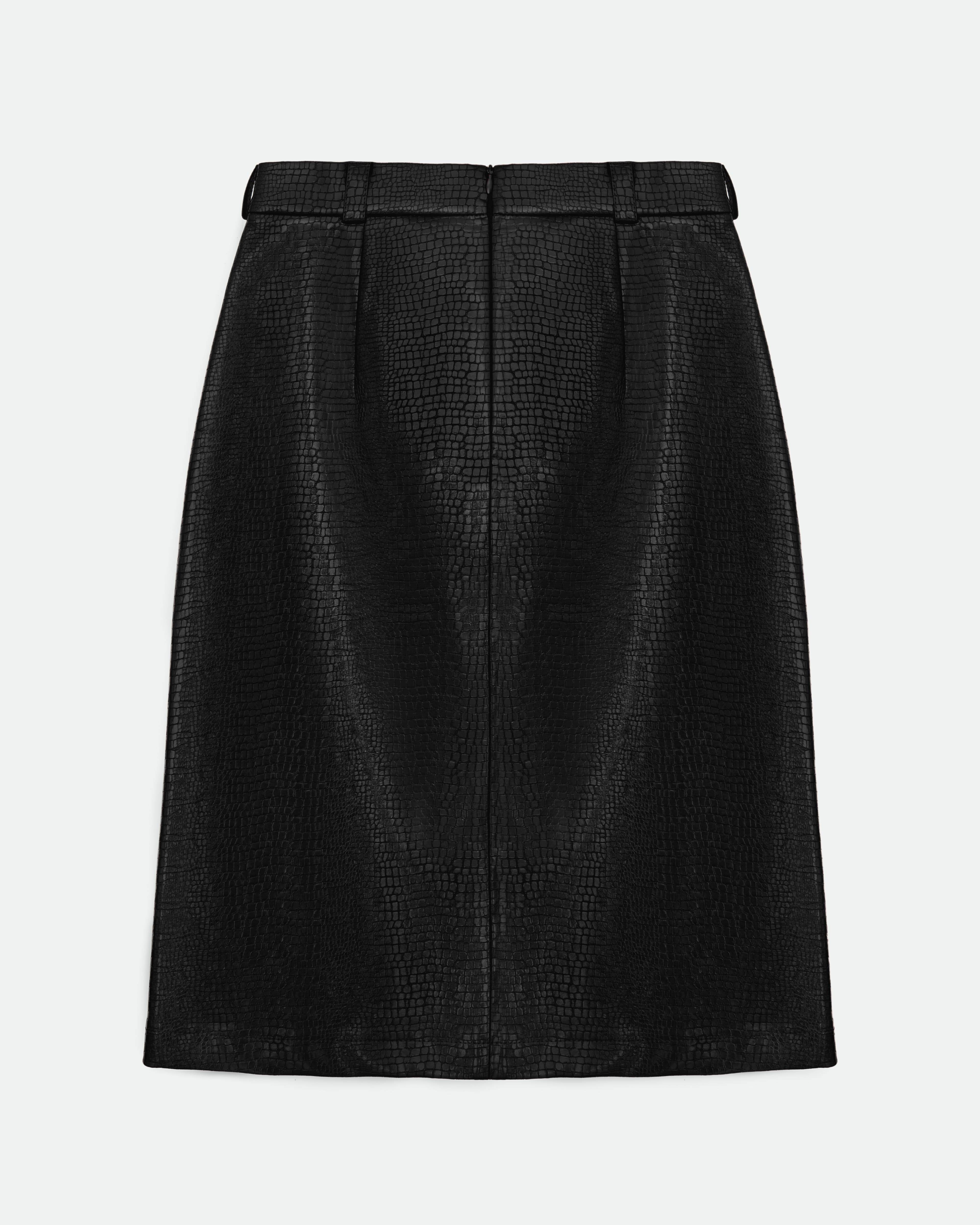 Textured Mini Skirt in Faux Leather - Black | COOSH