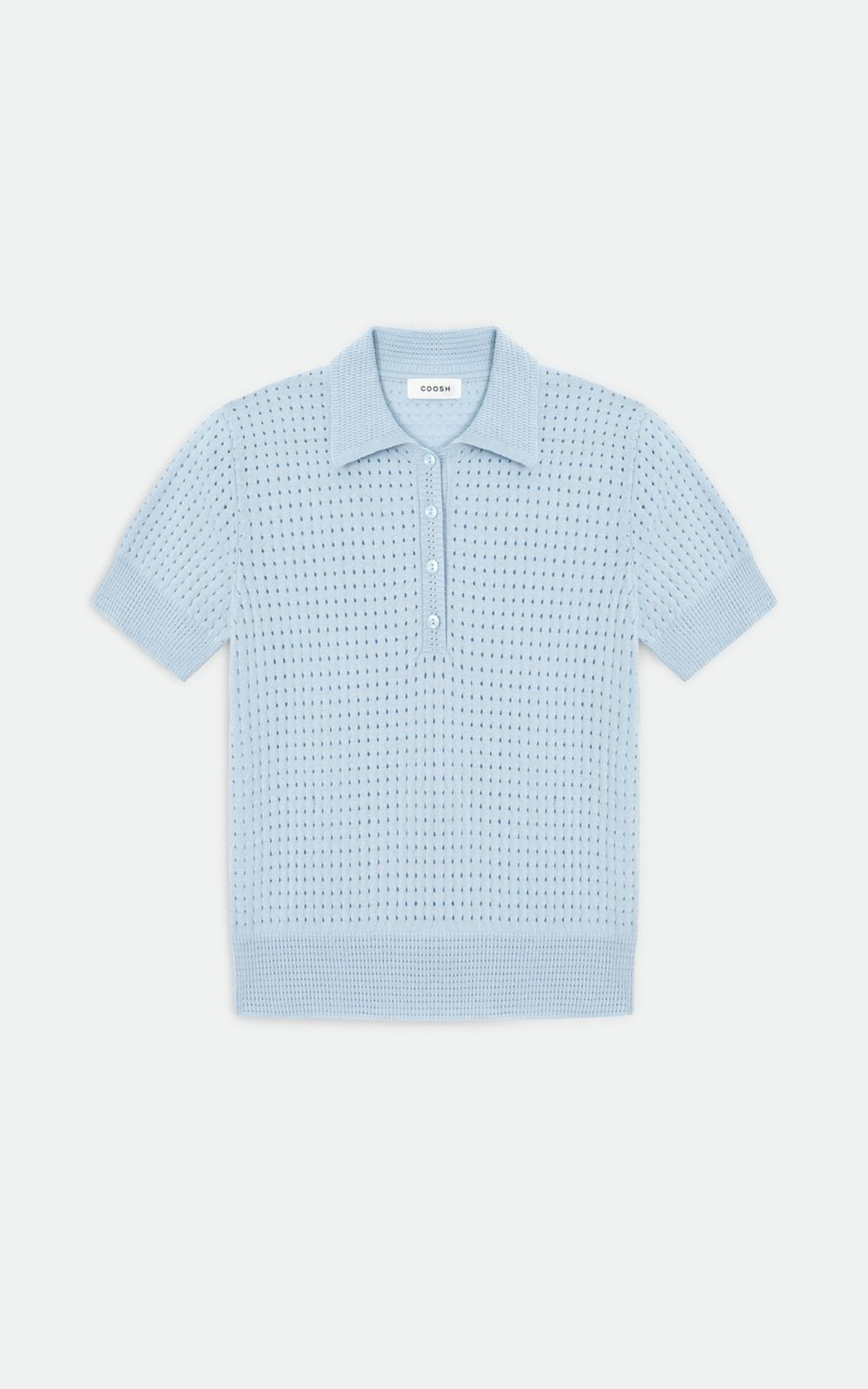 Open Knit Translucent Polo Shirt
