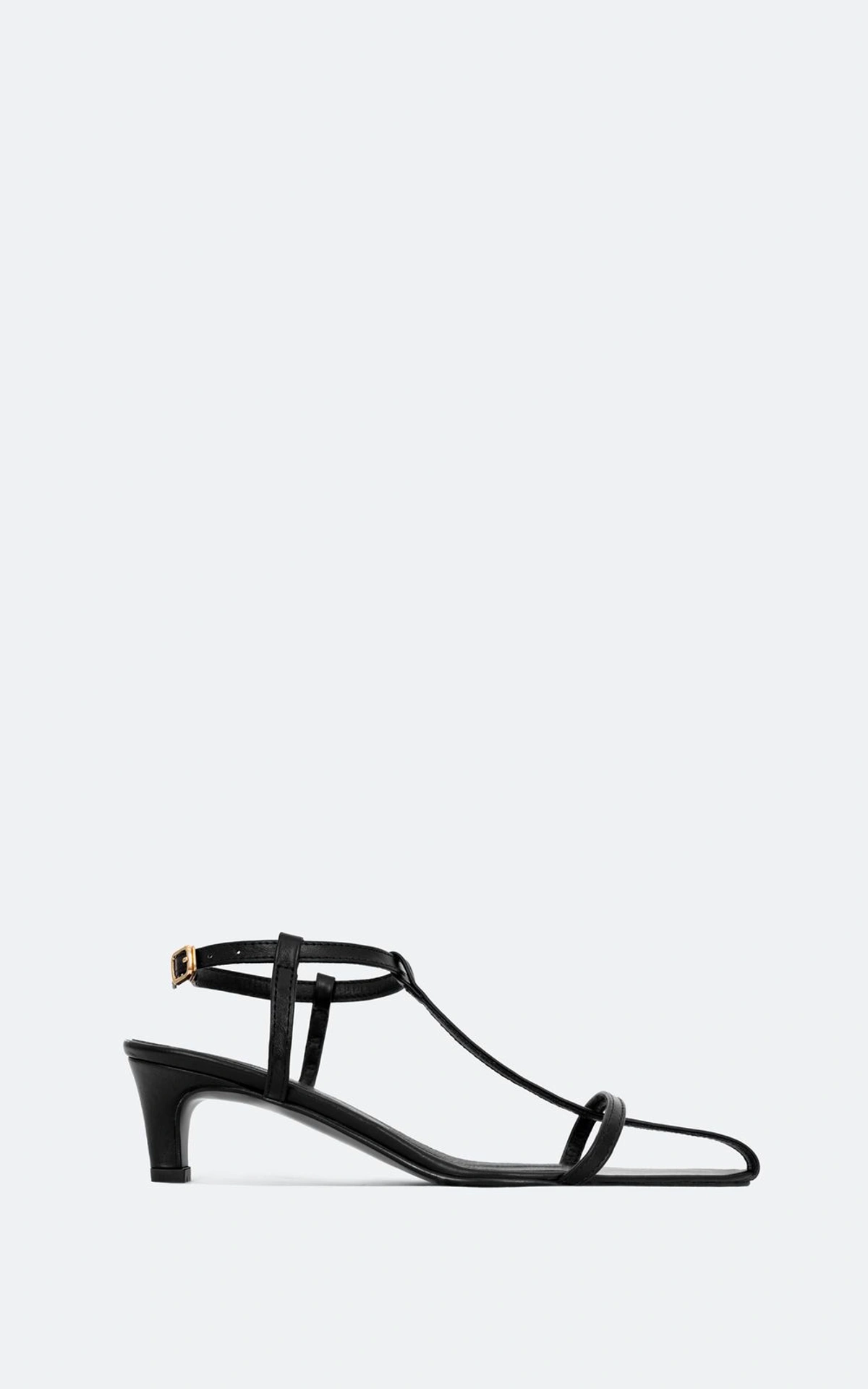 Leather T-Bar Sandals with Pointed Toe