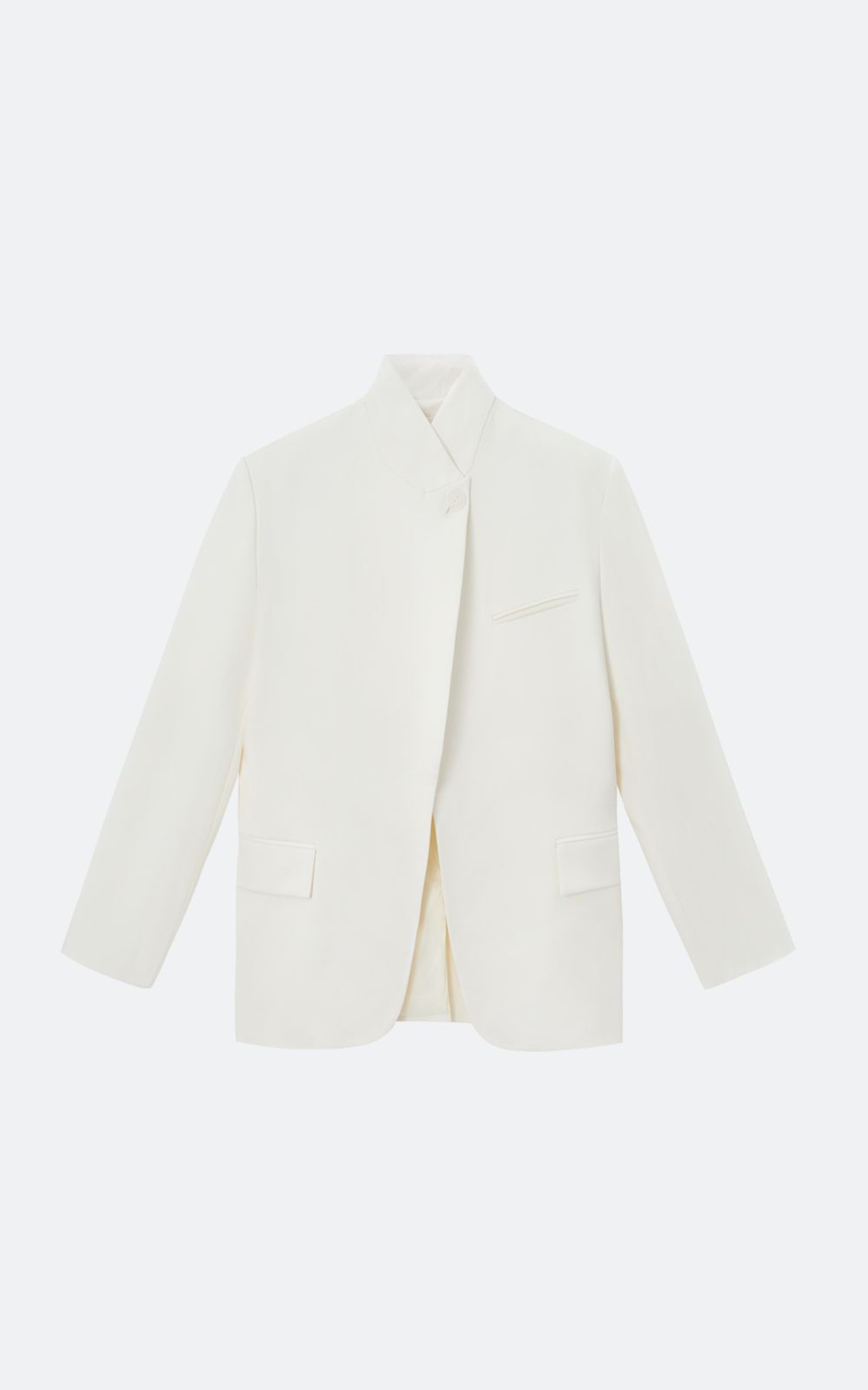 Жакет із коміром-стійкою з асиметричною застібкою