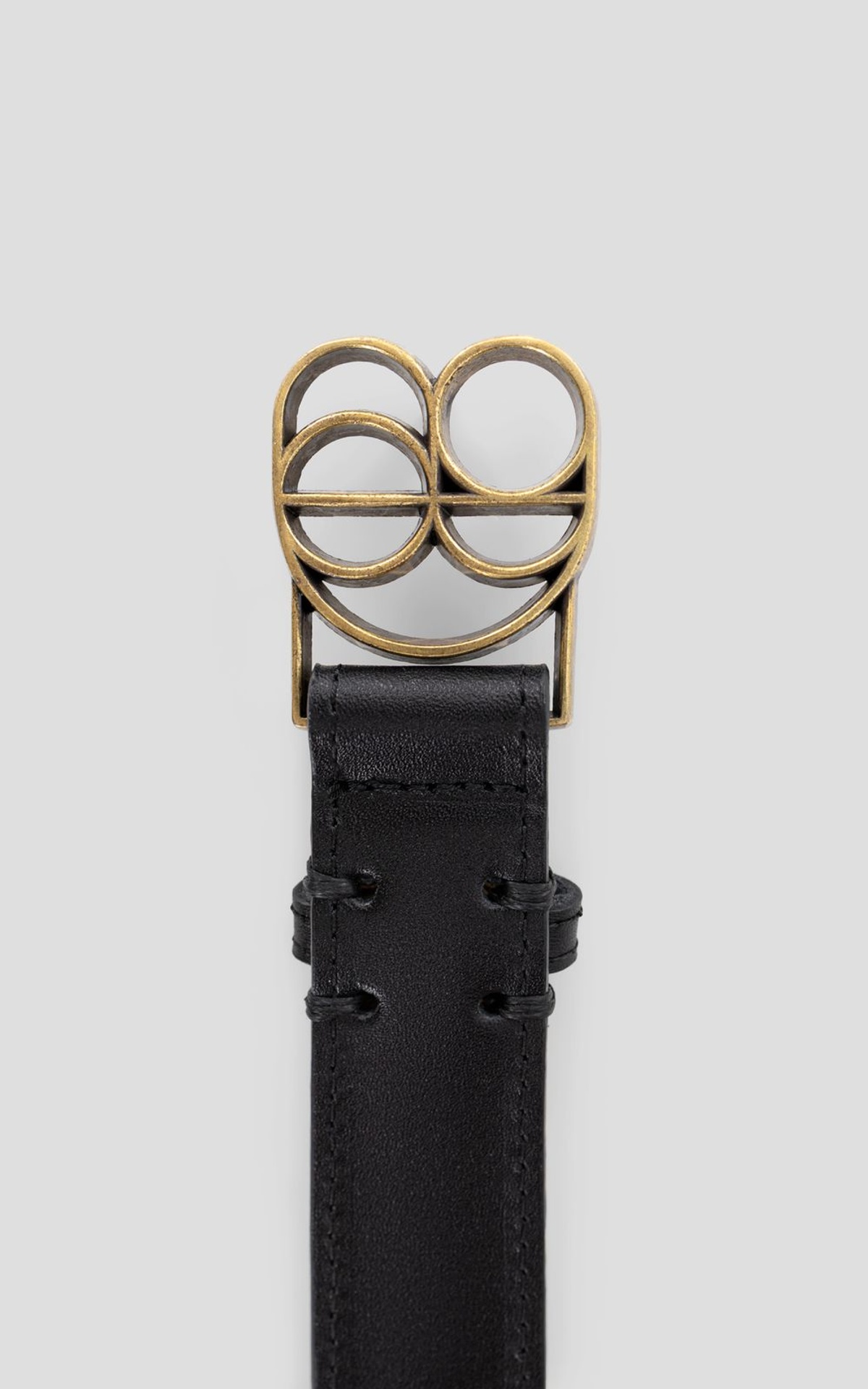 Leather Belt with Branded Buckle