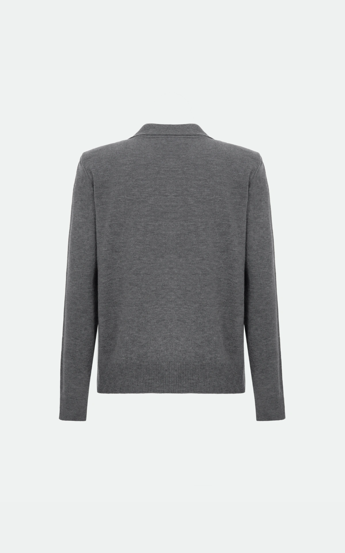 Knit Polo Shirt with Buttons and Shoulder Pads