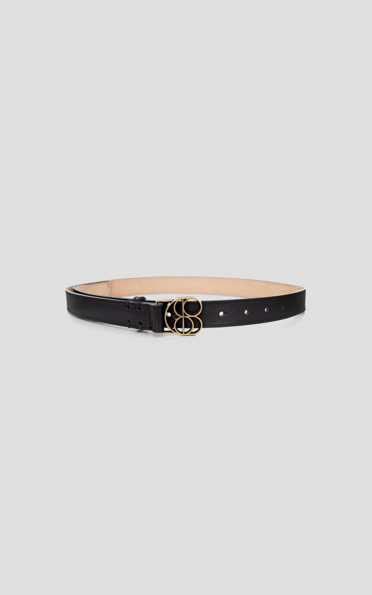 Leather Belt with Branded Buckle
