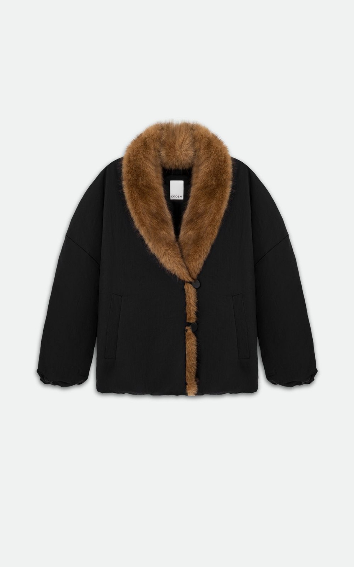 Short Parka with Detachable Coyote Fur Collar