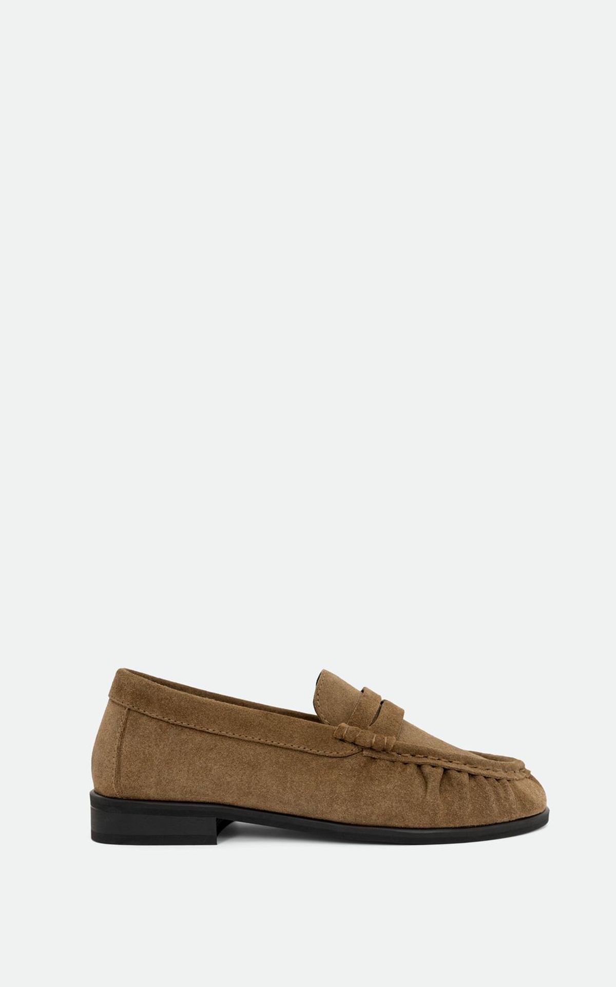 Suede Loafers with Textured Pleats