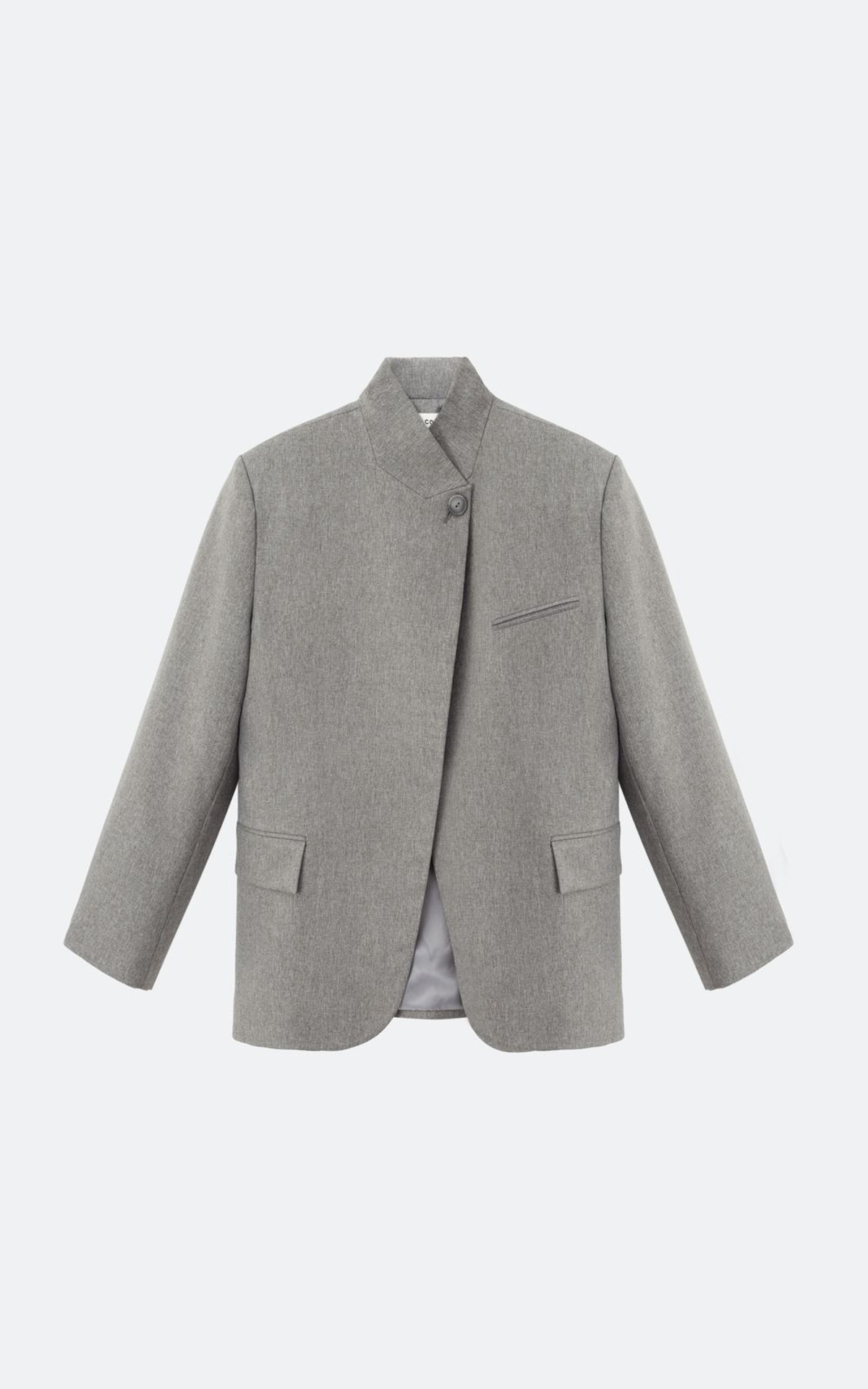 Жакет із коміром-стійкою з асиметричною застібкою