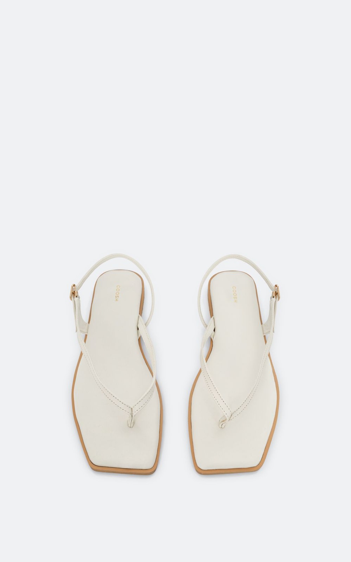 Leather Square-Toe Flat Sandals