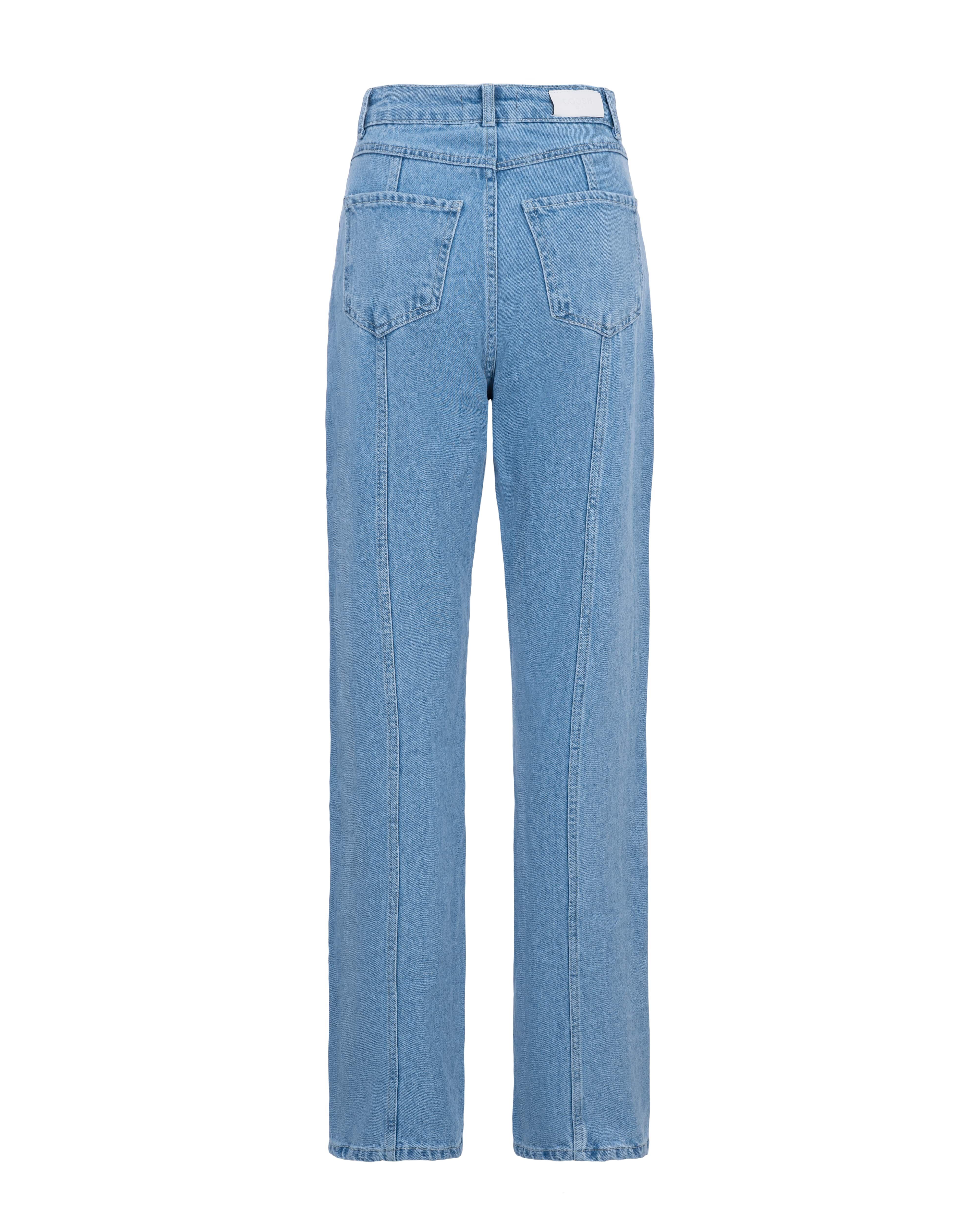 Straight Cut BASIC Jeans with a High Waist - Blue | COOSH