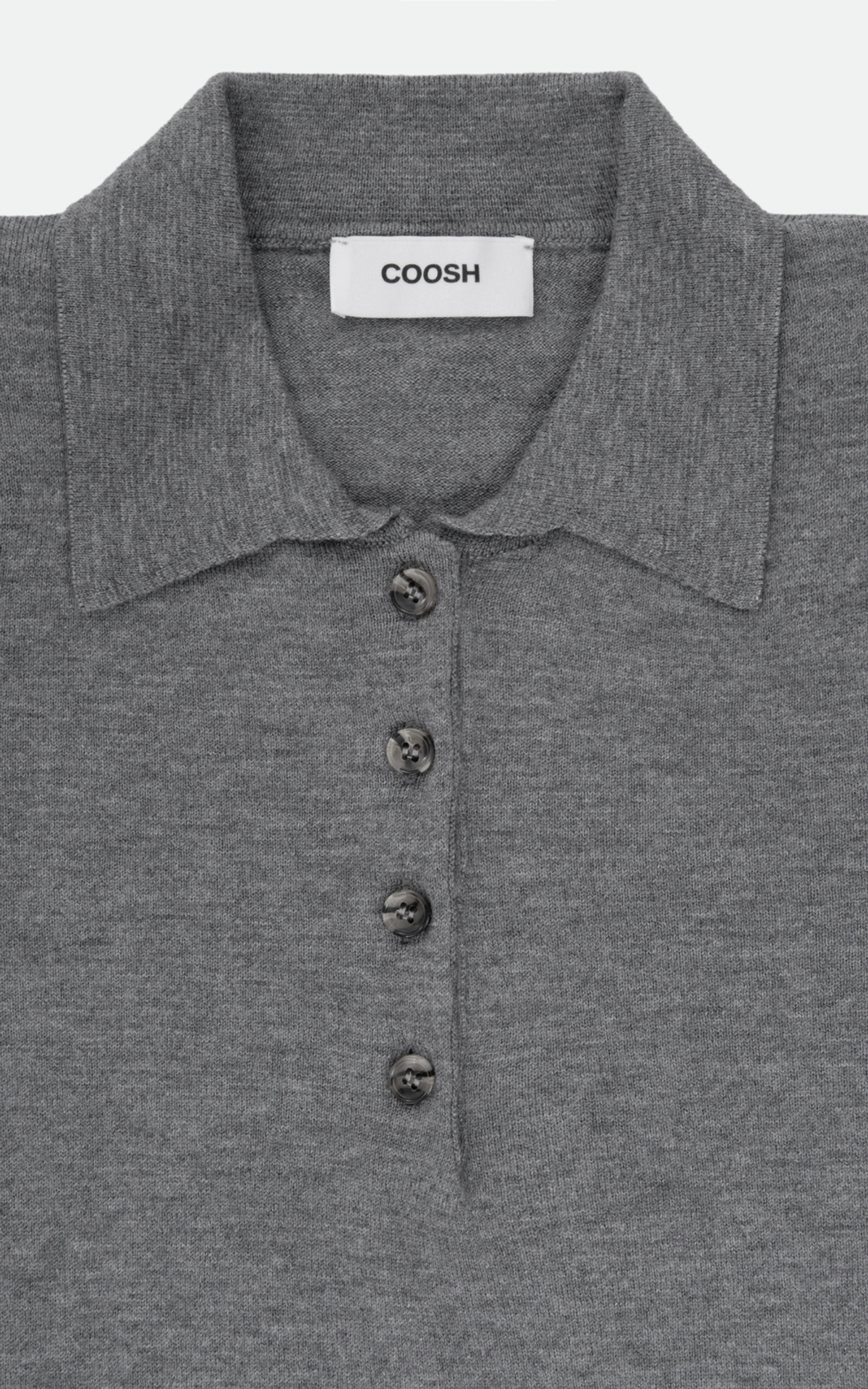 Knit Polo Shirt with Buttons and Shoulder Pads