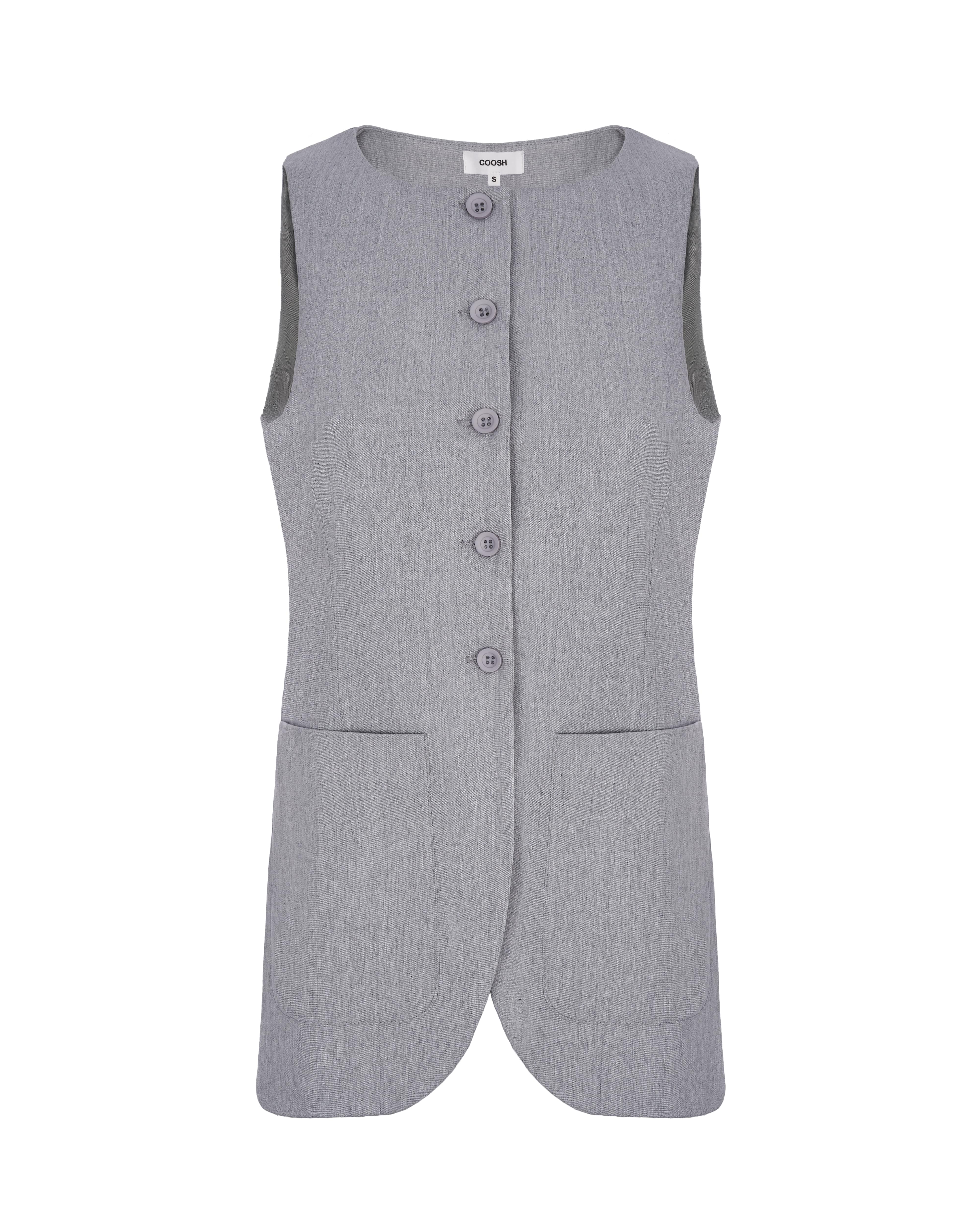 High Neck Vest with Button Closures - Grey | COOSH