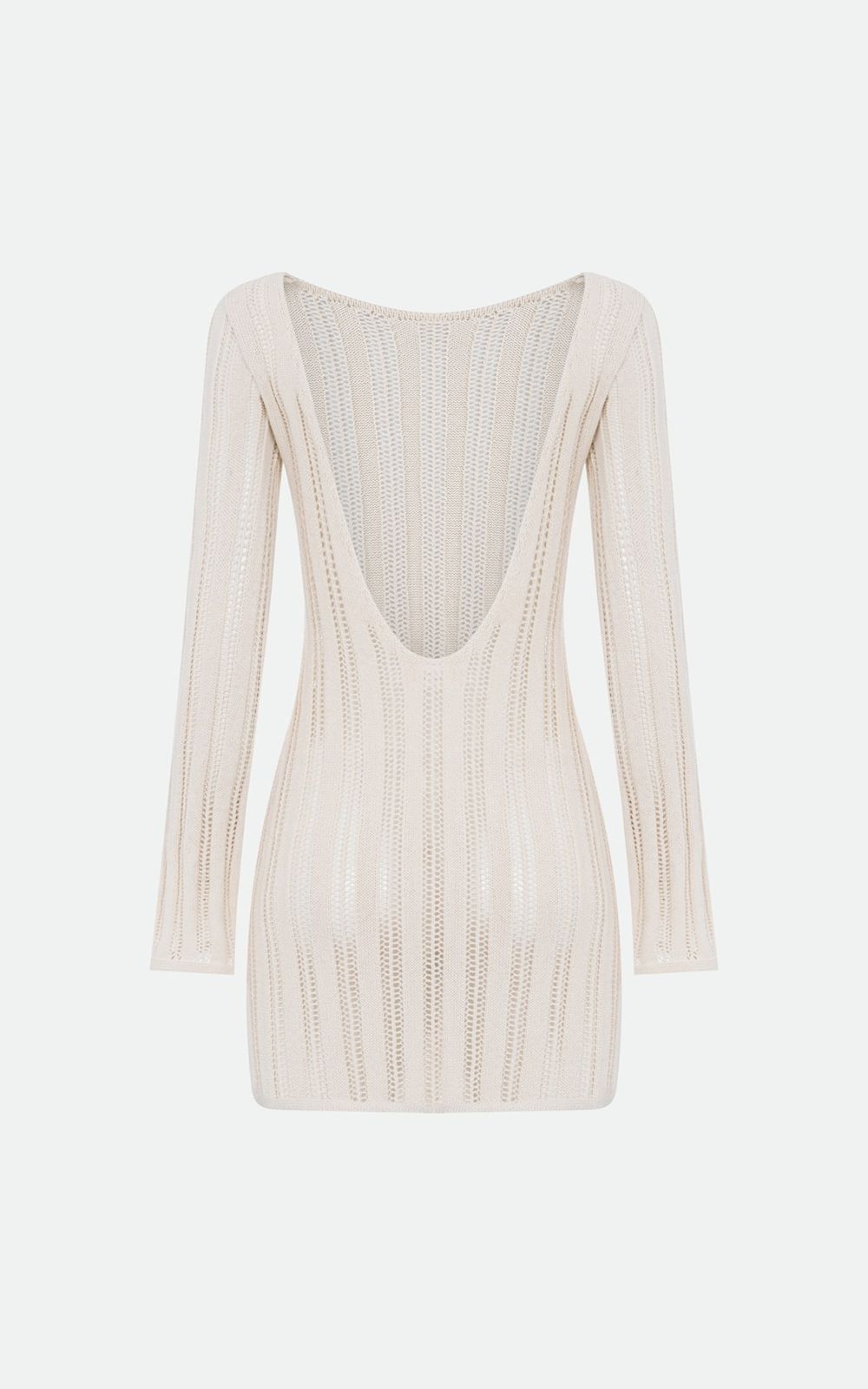 Hollow Knit Mini Dress - Milky | COOSH