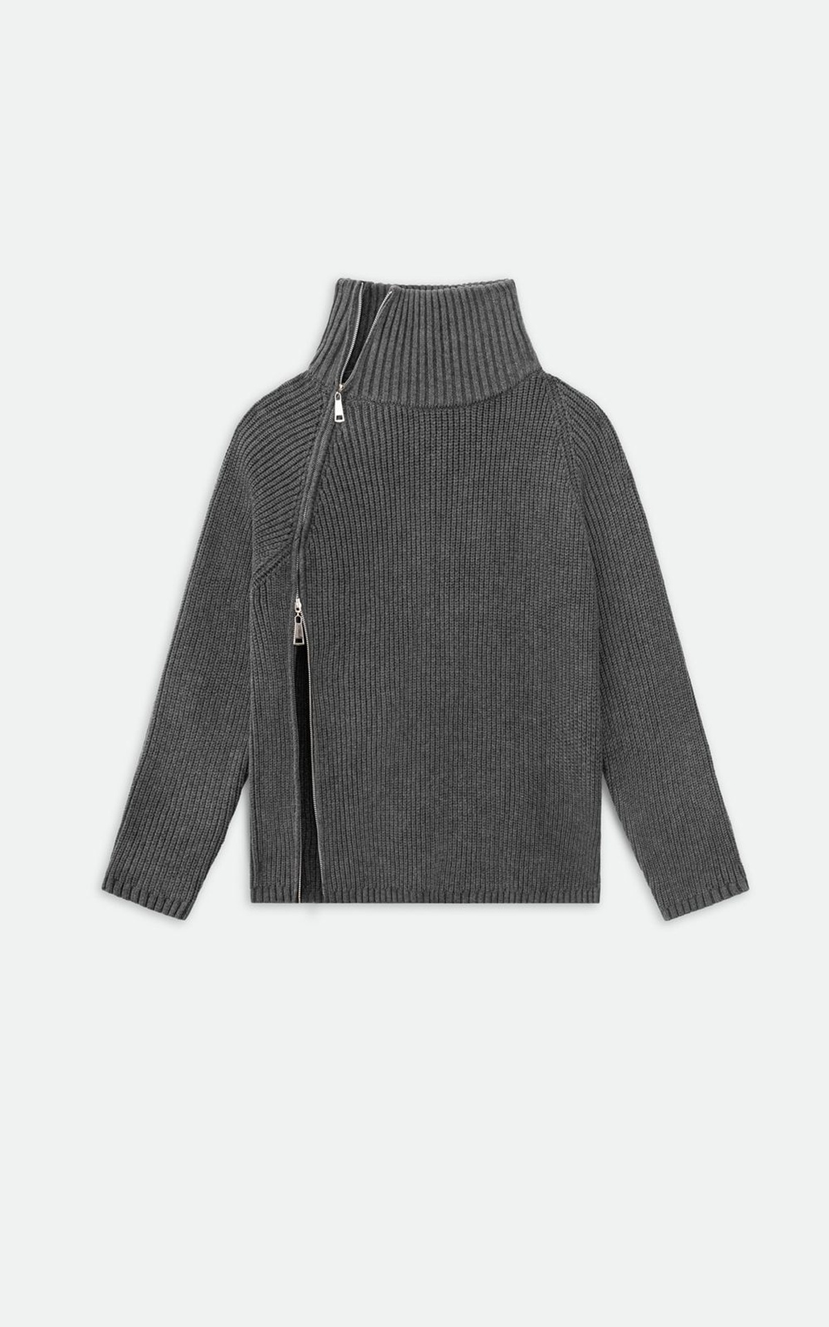 Oversized High-Collar Zip Sweater