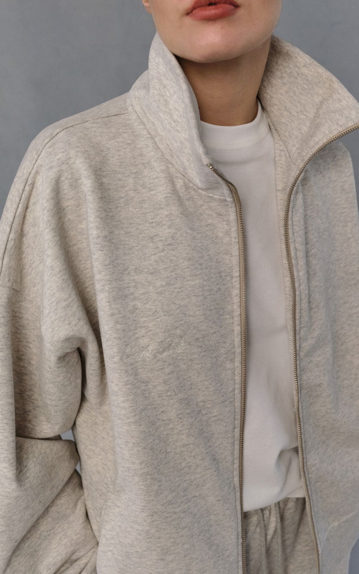 Zip-up Track Jacket with Stand Collar