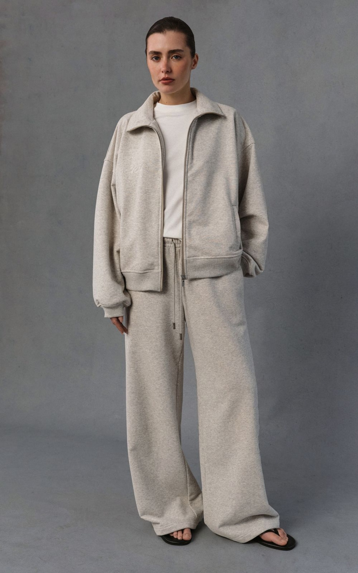 Zip-up Track Jacket with Stand Collar