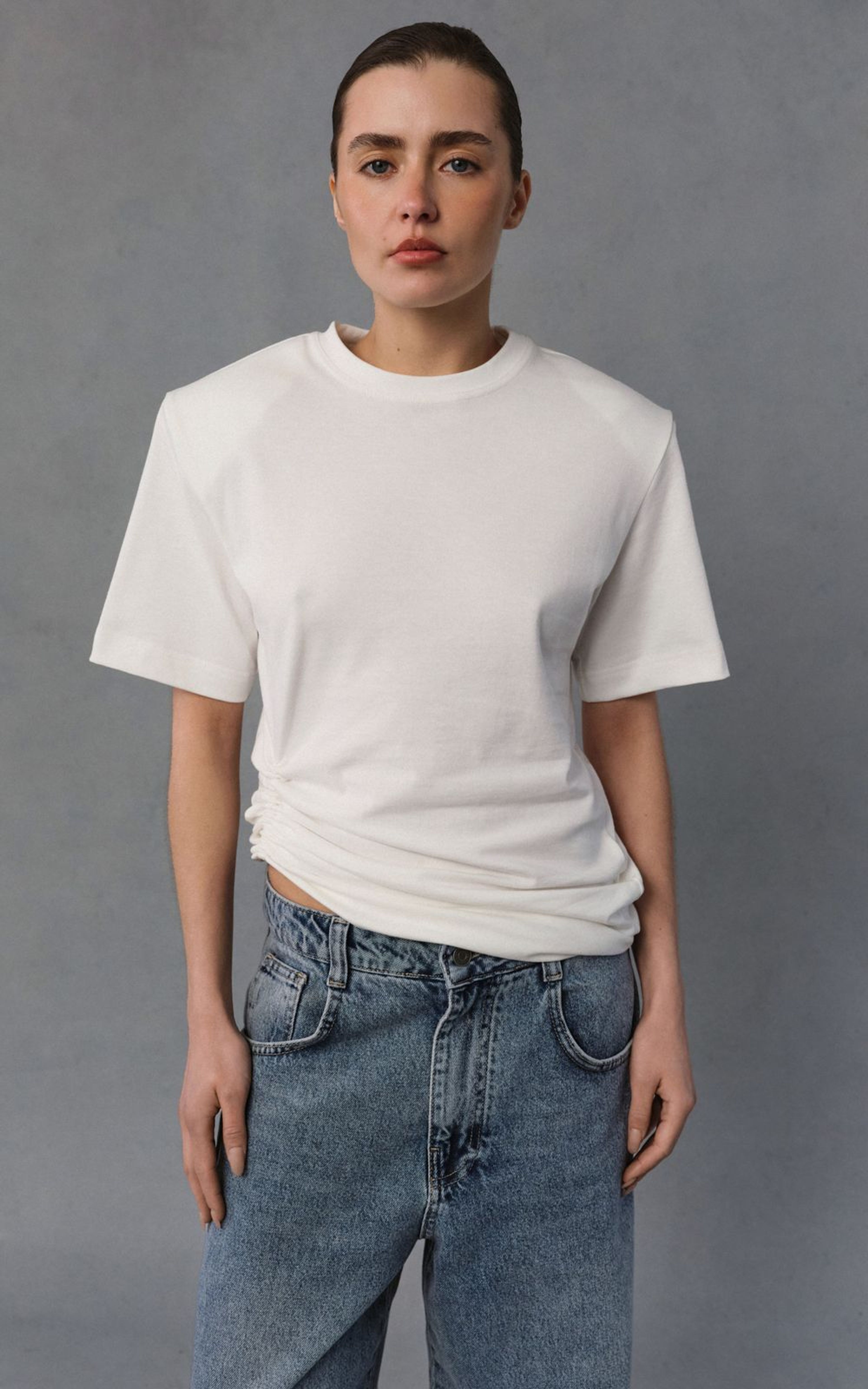 Fitted Padded Shoulder T-shirt