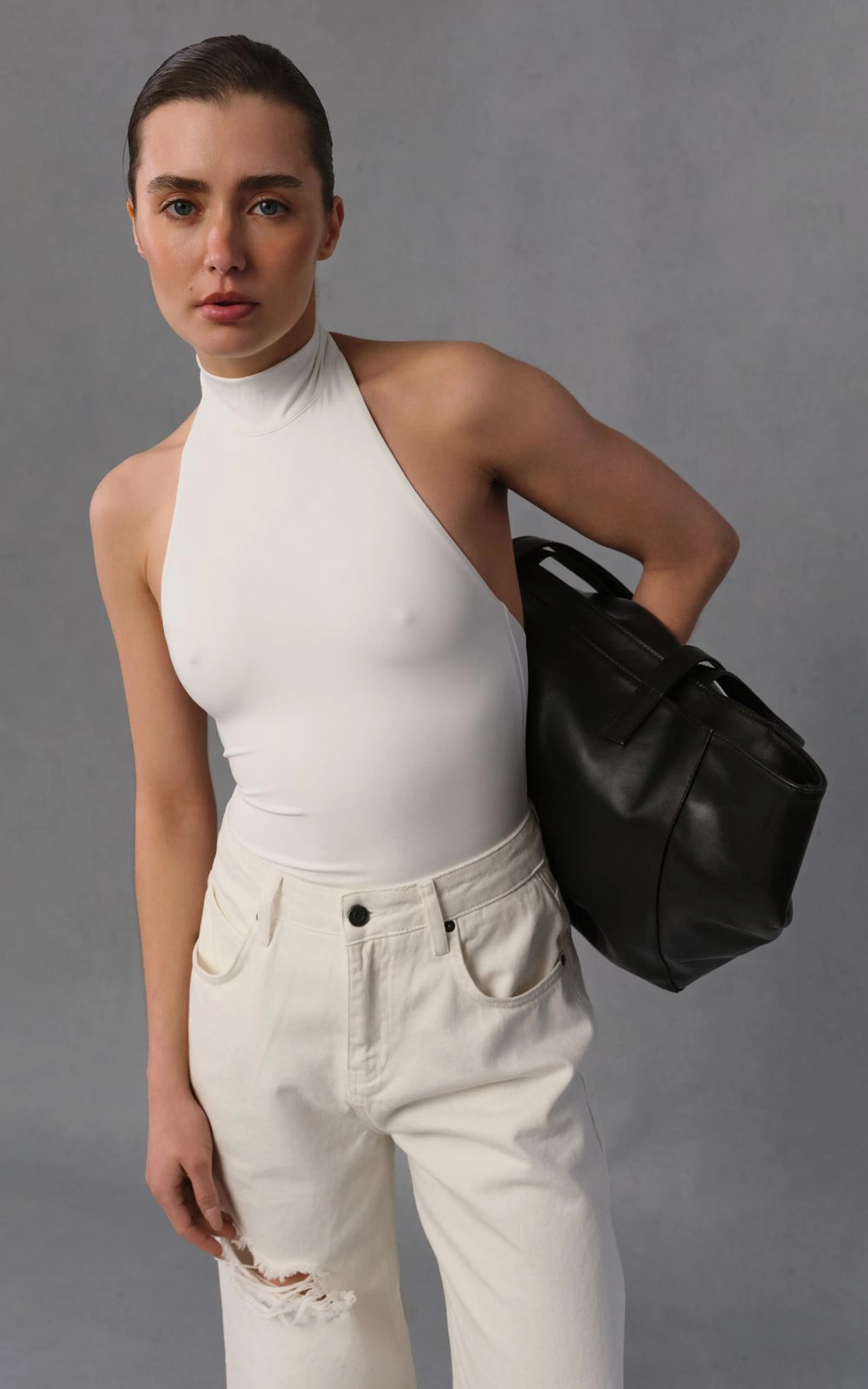 Body halter z wysoką stójką