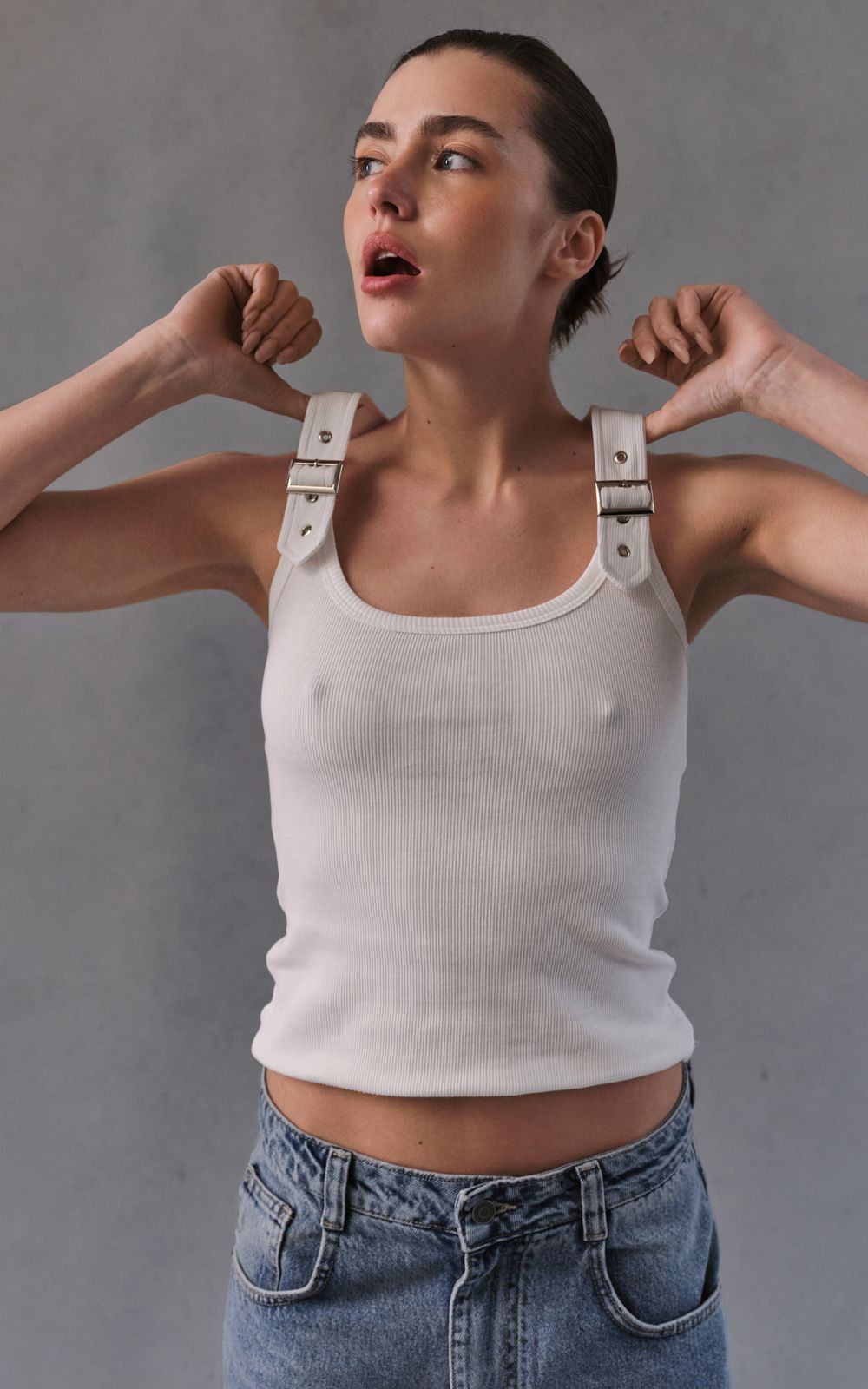 HEILEY Tank Top with Statement Straps - Milky | COOSH