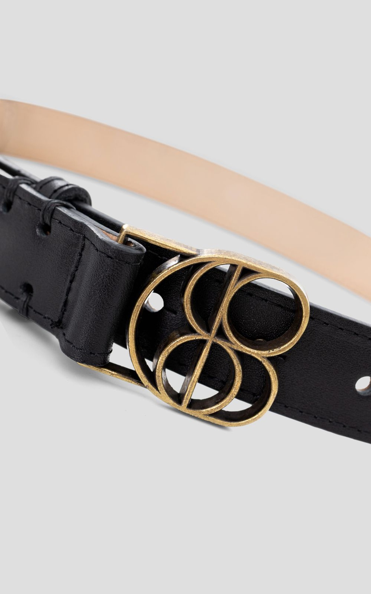Leather Belt with Branded Buckle