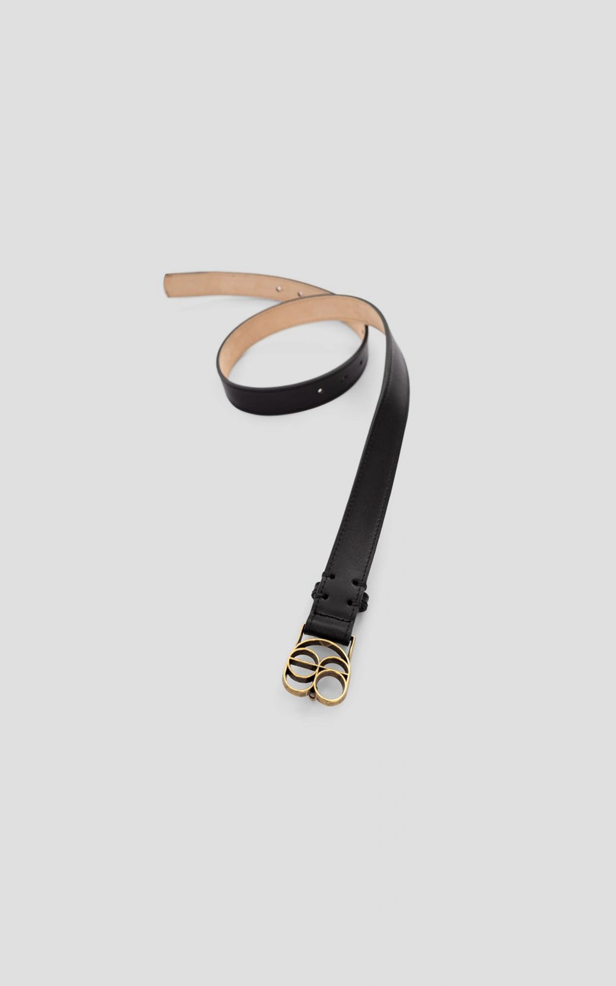Leather Belt with Branded Buckle