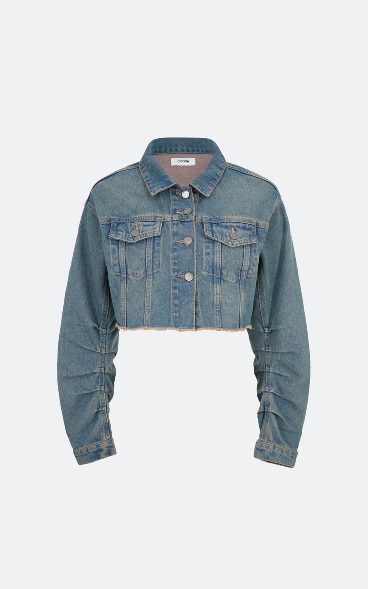 Cropped Vintage Jacket with Unfinished Hem