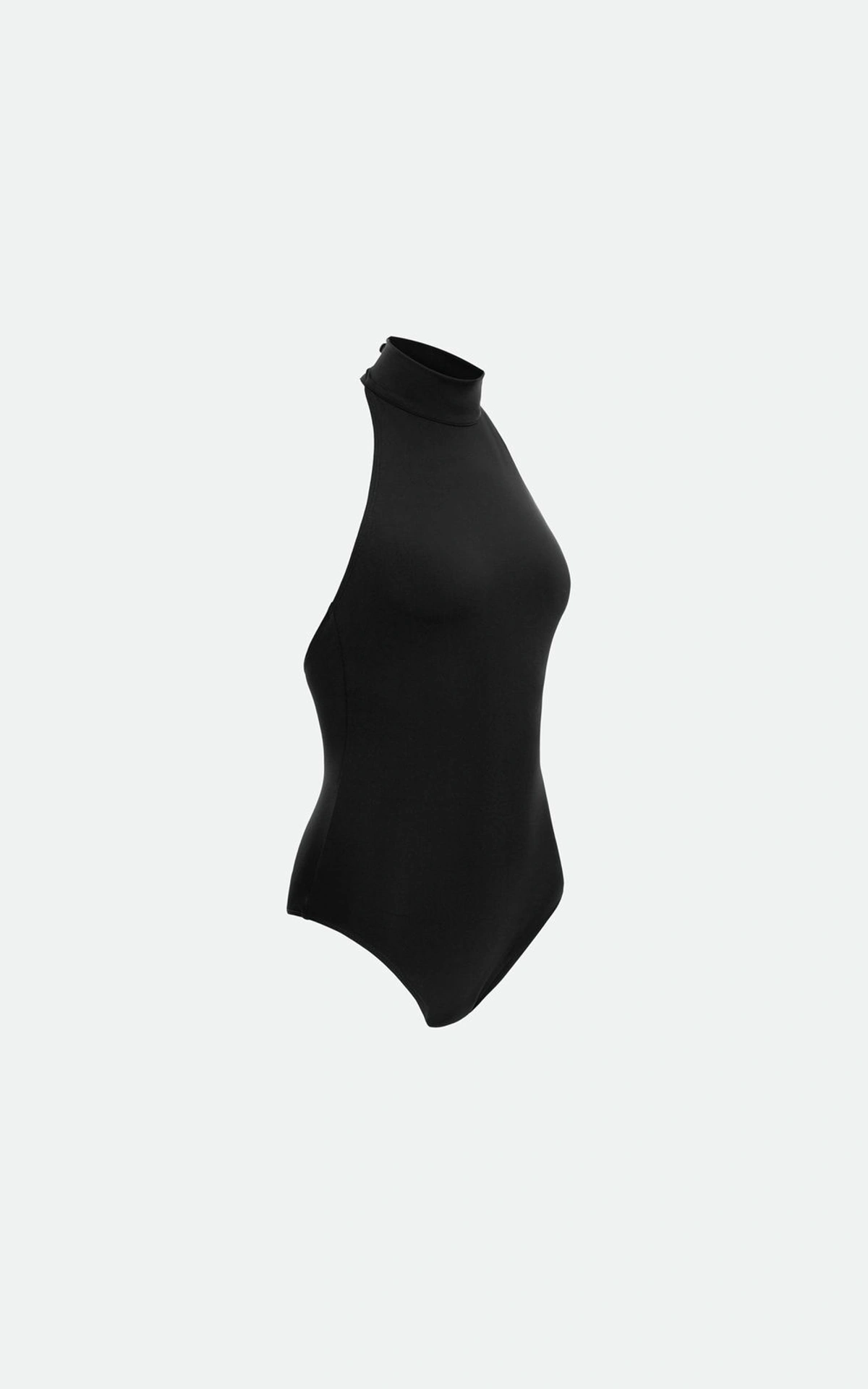 Halter Bodysuit with High Stand Collar