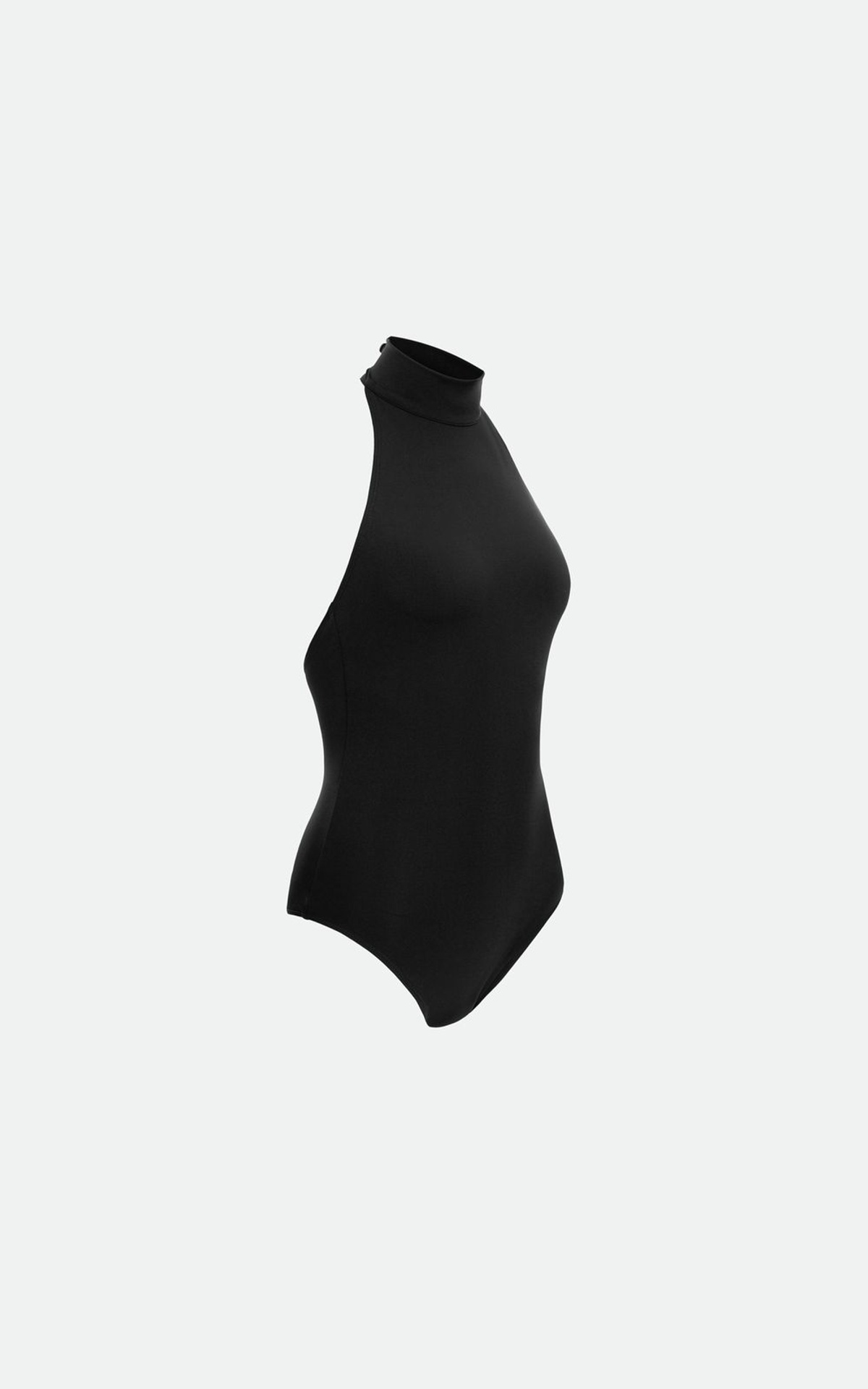 Halter Bodysuit with High Stand Collar