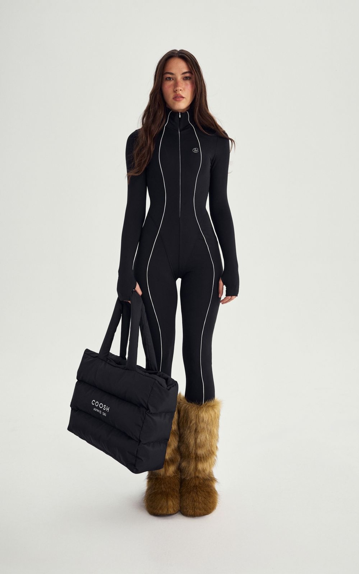 Fleece-Lined Thermal Jumpsuit with Accent Stripes