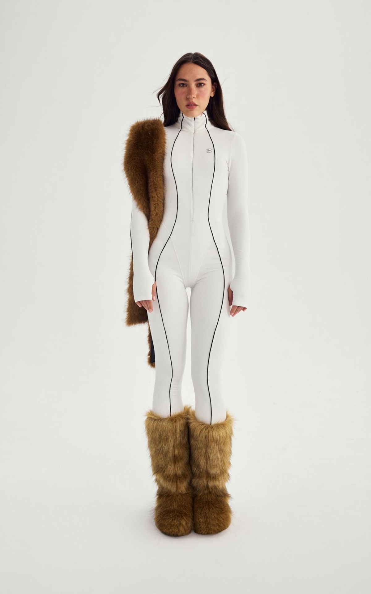 Fleece-Lined Thermal Jumpsuit with Accent Stripes