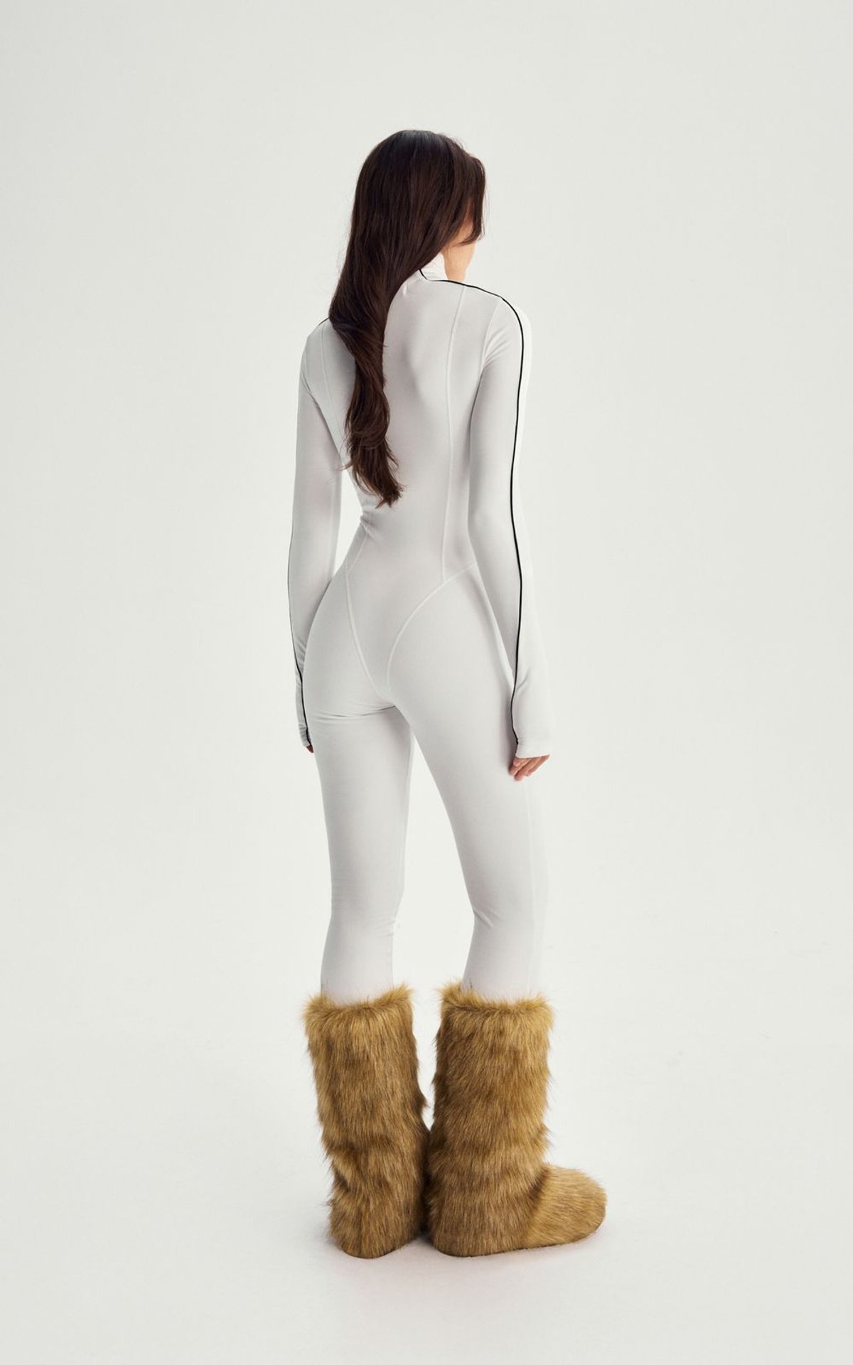 Fleece-Lined Thermal Jumpsuit with Accent Stripes