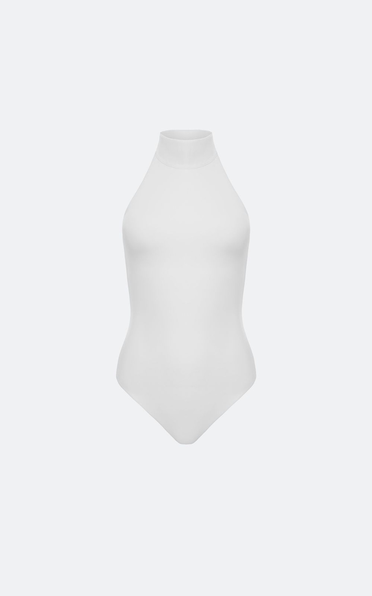 Halter Bodysuit with High Stand Collar