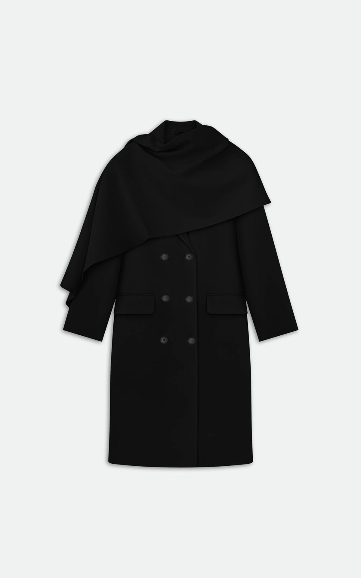 BOYFRIEND’S Coat with Removable Scarf-Cape