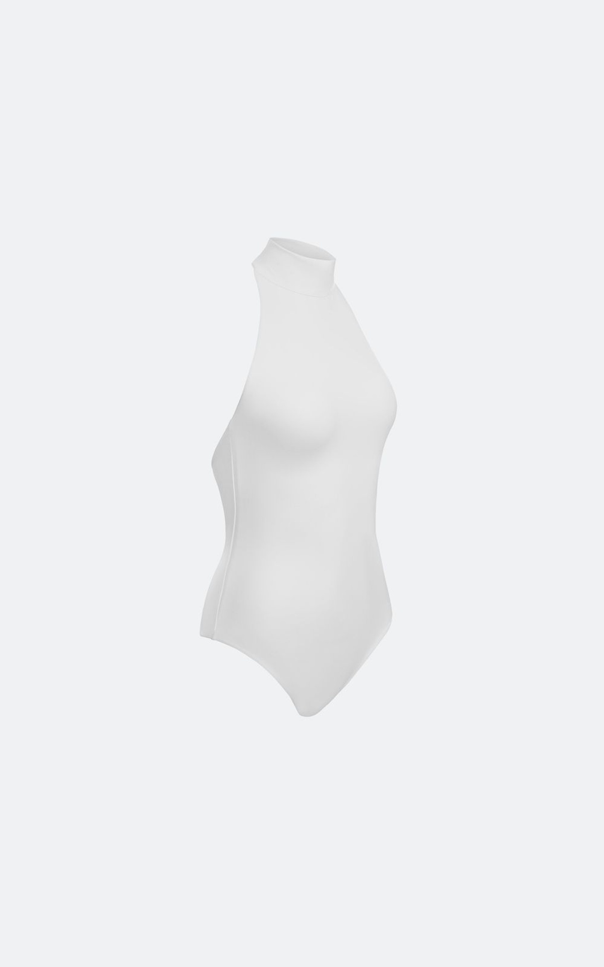 Halter Bodysuit with High Stand Collar