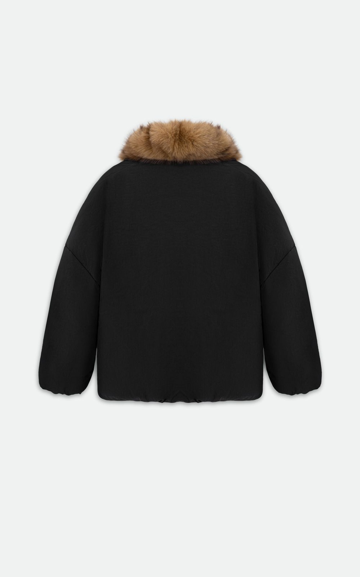 Short Parka with Detachable Coyote Fur Collar